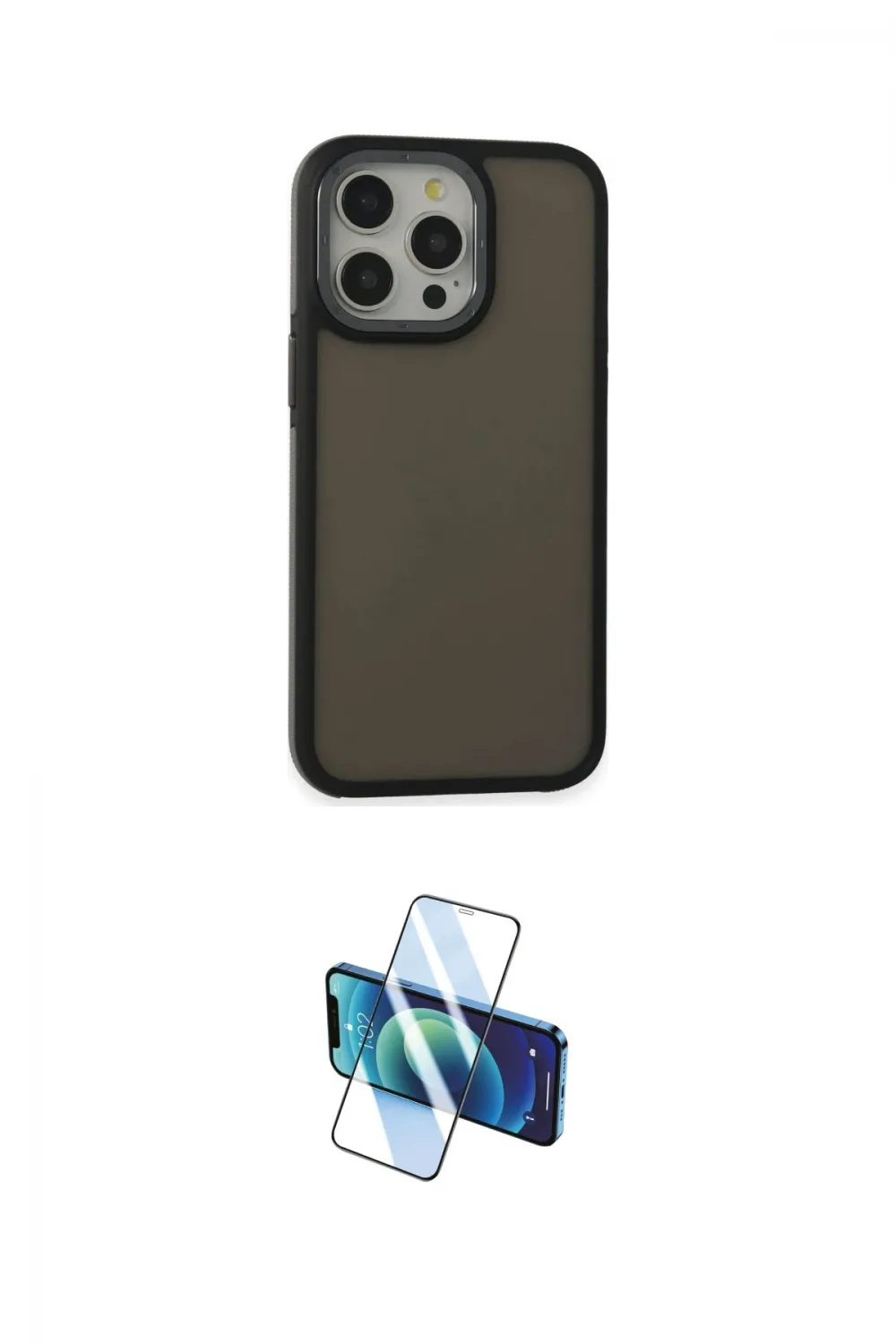 ieg™ iPhone 15 Pro Max Kılıf Eksen Işık - Siyah 3D Antistatik Seramik Nano Ekran Koruyucu