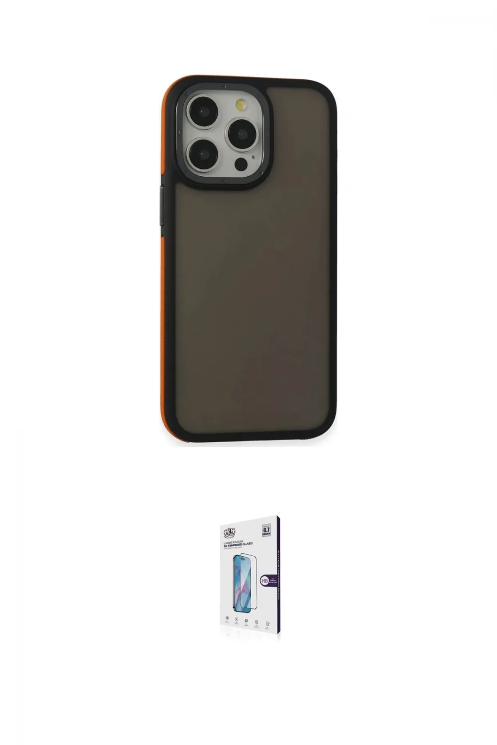 ieg™ iPhone 15 Pro Max Kılıf Eksen Işık - Siyah Bilvis 0.18mm Plus Cam Ekran Koruyucu
