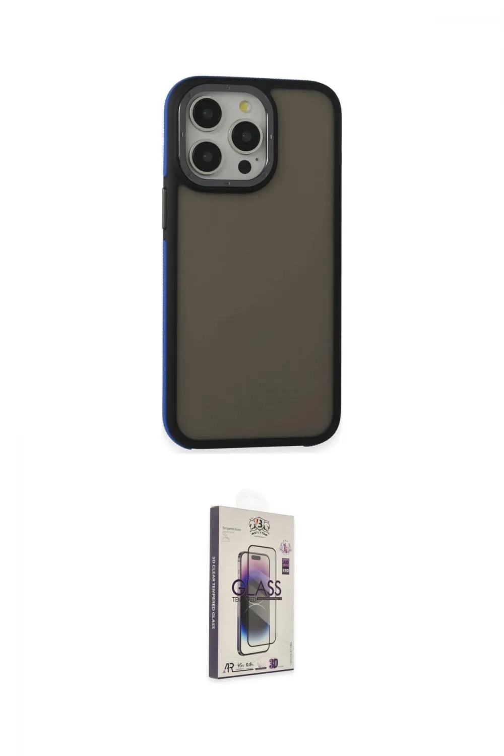 ieg™ iPhone 15 Pro Max Kılıf Eksen Işık - Siyah Bilvis 3D Cam Ekran Koruyucu