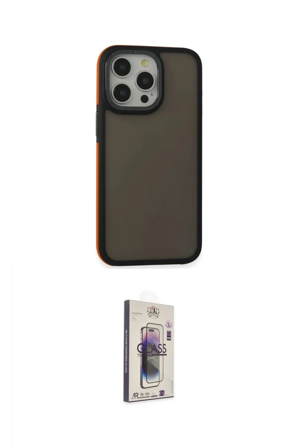 ieg™ iPhone 15 Pro Max Kılıf Eksen Işık - Siyah Bilvis 3D Cam Ekran Koruyucu