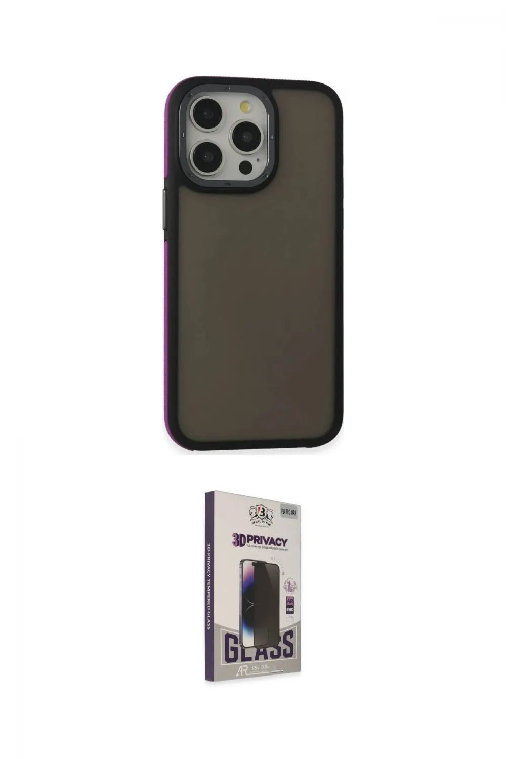 ieg™ iPhone 15 Pro Max Kılıf Eksen Işık - Siyah Bilvis Hayalet Cam Ekran Koruyucu