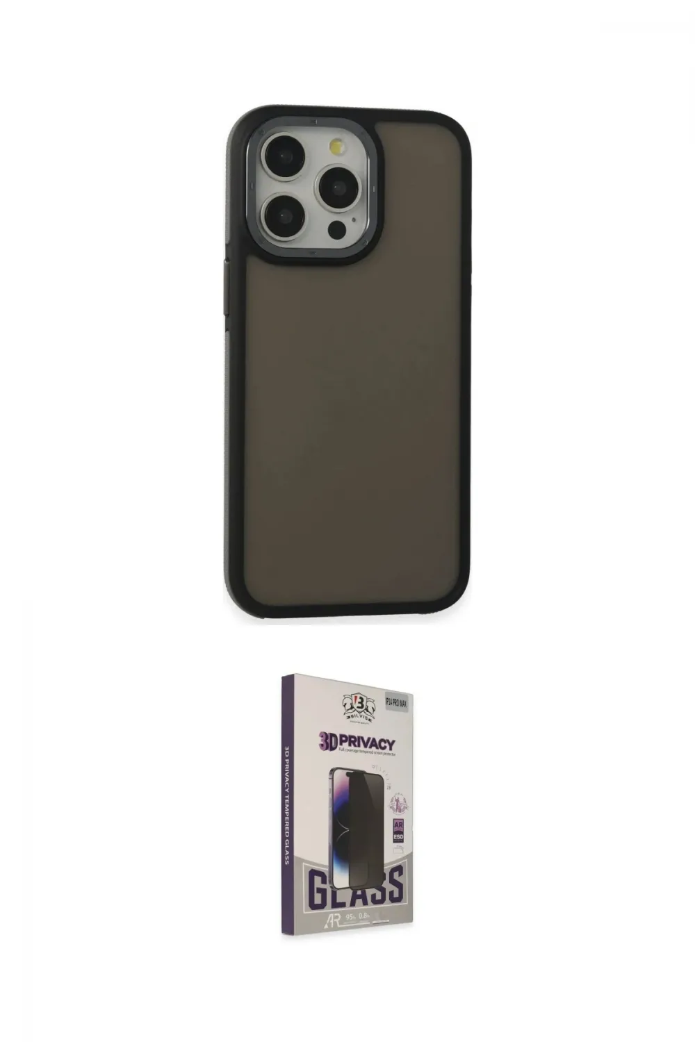 ieg™ iPhone 15 Pro Max Kılıf Eksen Işık - Siyah Bilvis Hayalet Cam Ekran Koruyucu