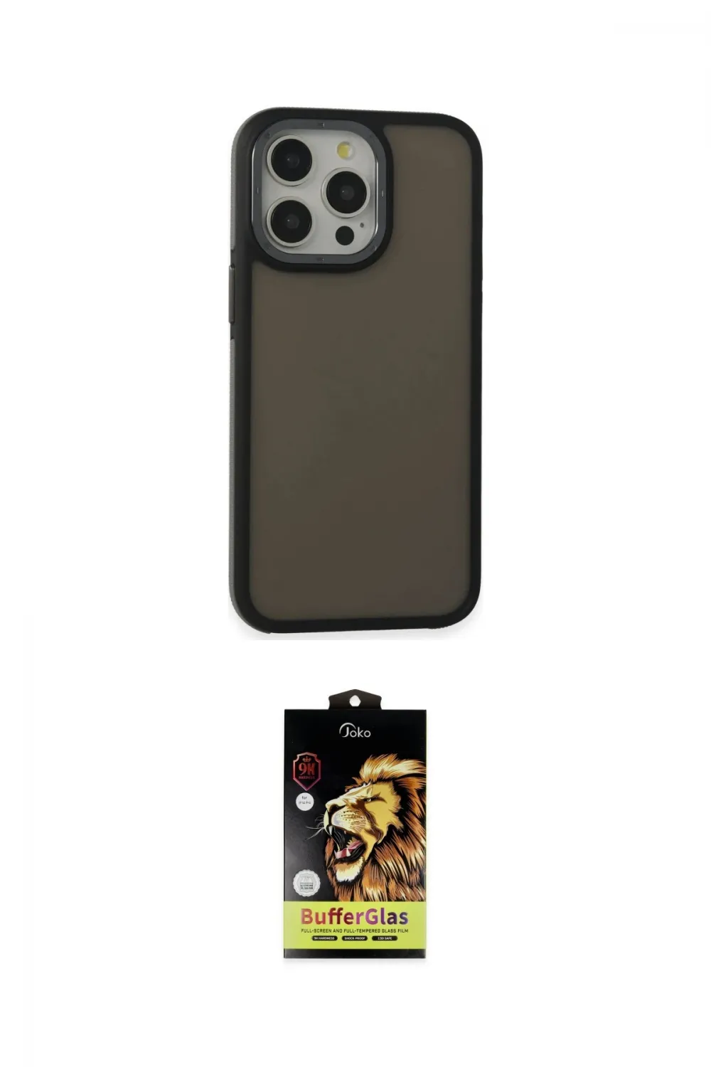 ieg™ iPhone 15 Pro Max Kılıf Eksen Işık - Siyah Buffer Cam Ekran Koruyucu