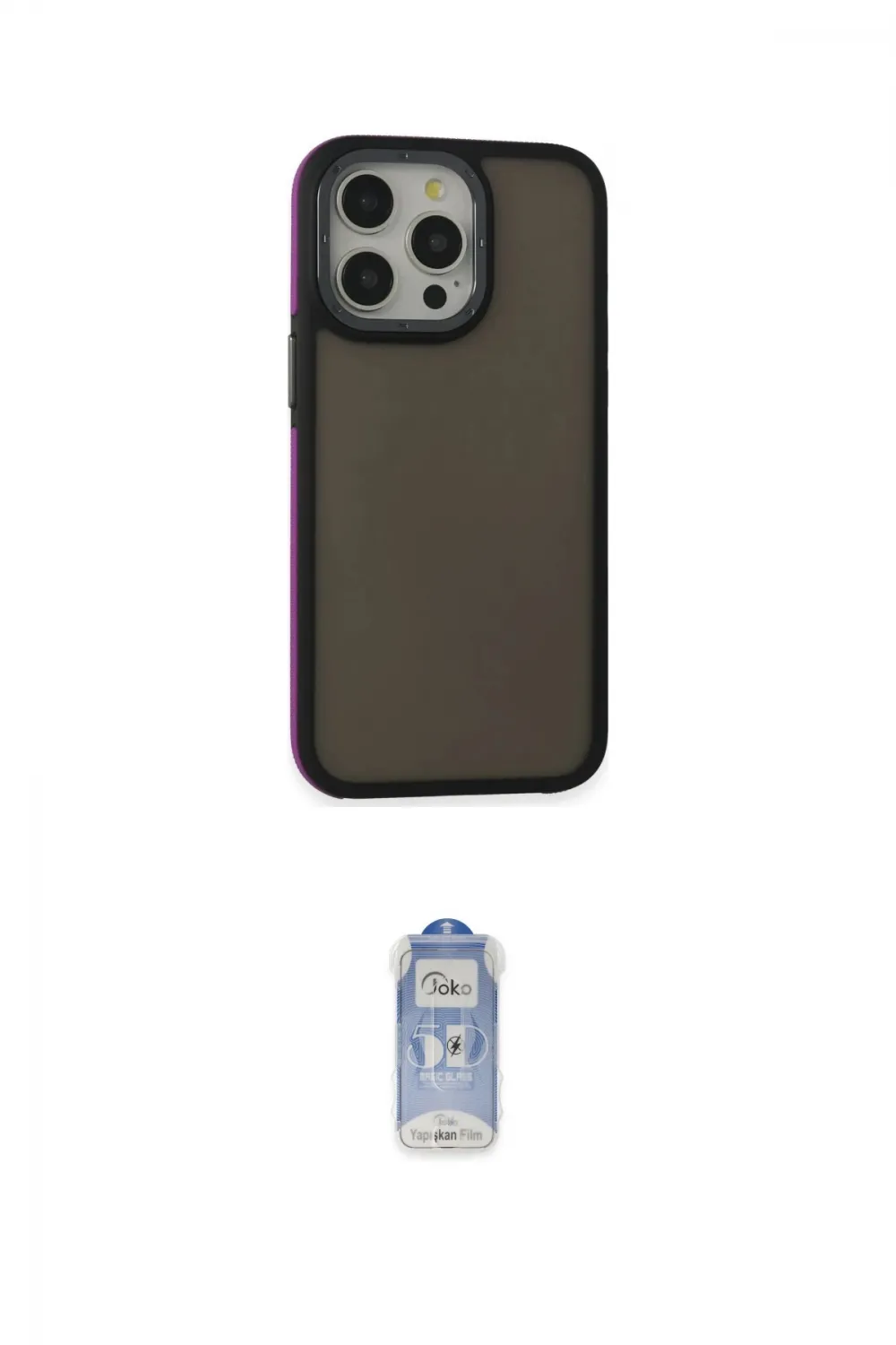ieg™ iPhone 15 Pro Max Kılıf Eksen Işık - Siyah Joko Magic 5D Cam