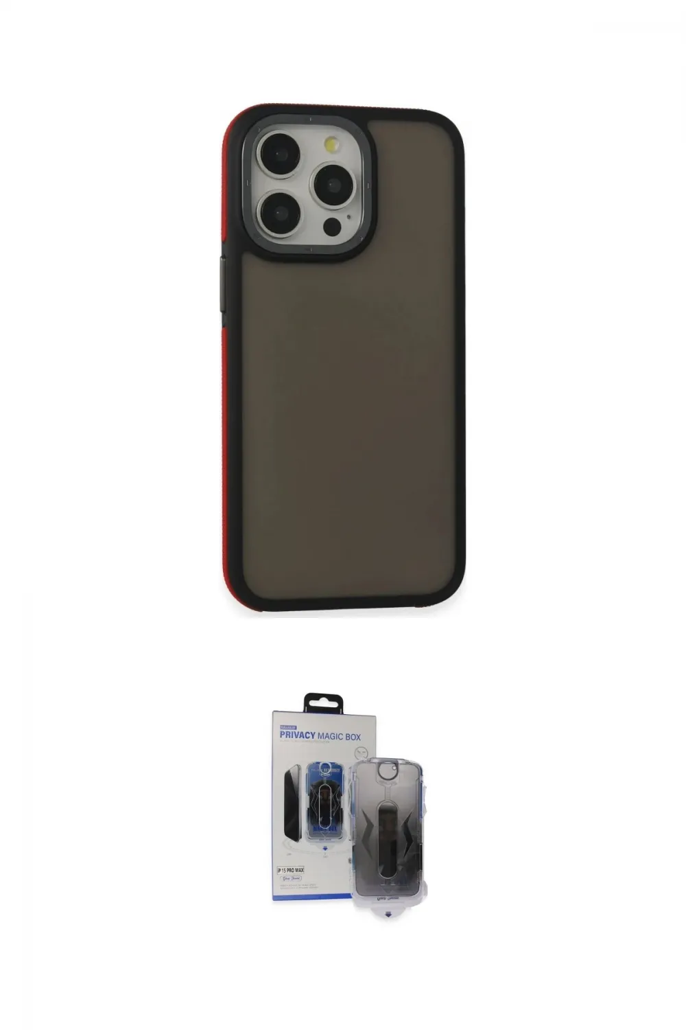 ieg™ iPhone 15 Pro Max Kılıf Eksen Işık - Siyah Vanessa Magic Hayalet Cam
