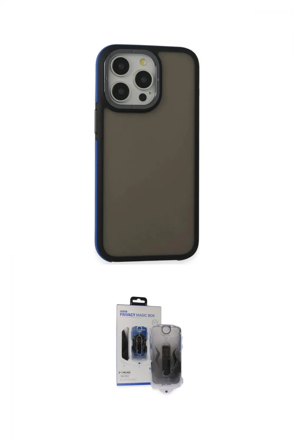 ieg™ iPhone 15 Pro Max Kılıf Eksen Işık - Siyah Vanessa Magic Hayalet Cam