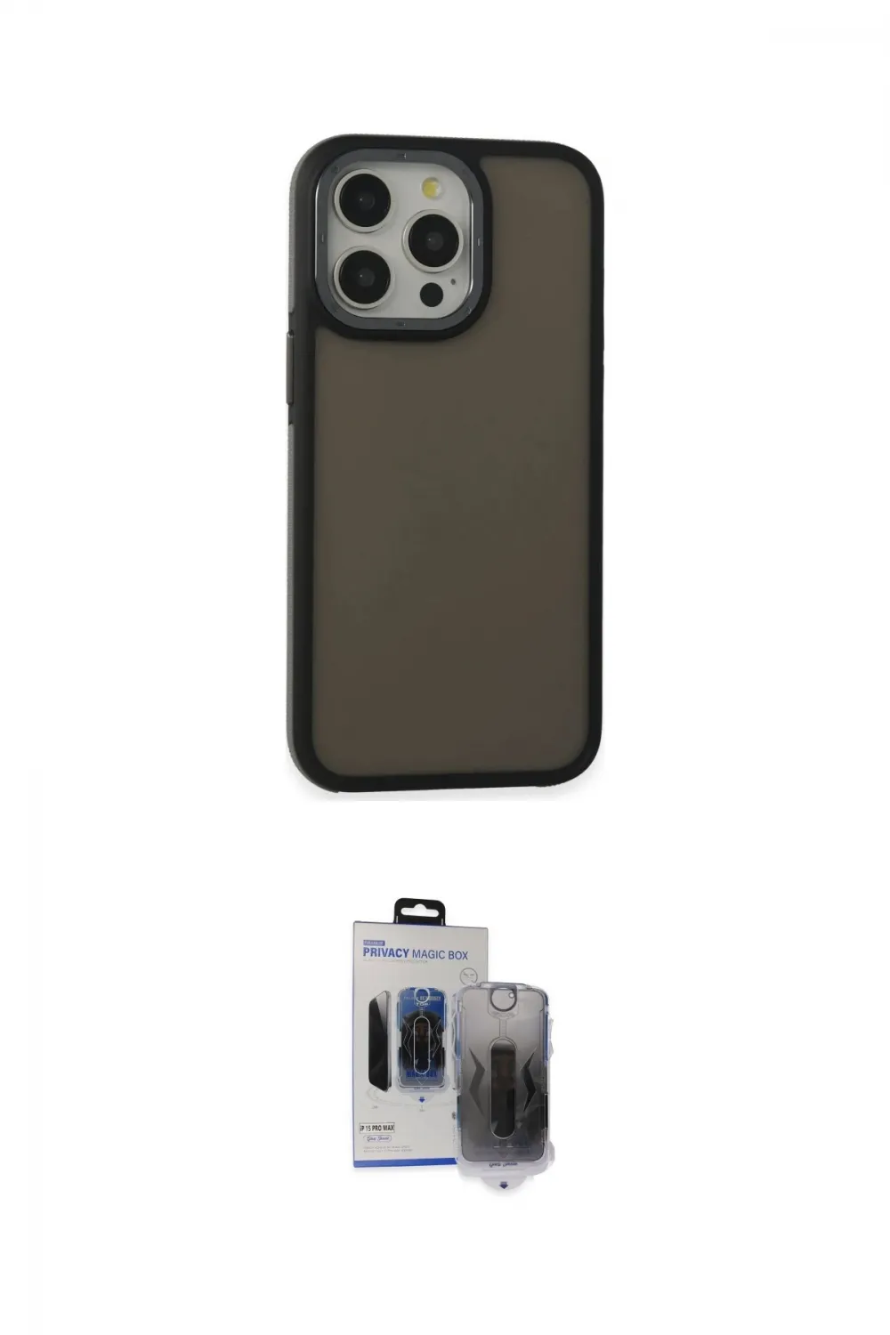 ieg™ iPhone 15 Pro Max Kılıf Eksen Işık - Siyah Vanessa Magic Hayalet Cam
