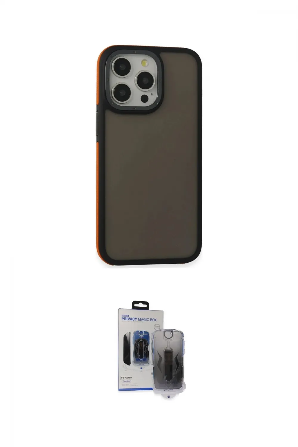 ieg™ iPhone 15 Pro Max Kılıf Eksen Işık - Siyah Vanessa Magic Hayalet Cam