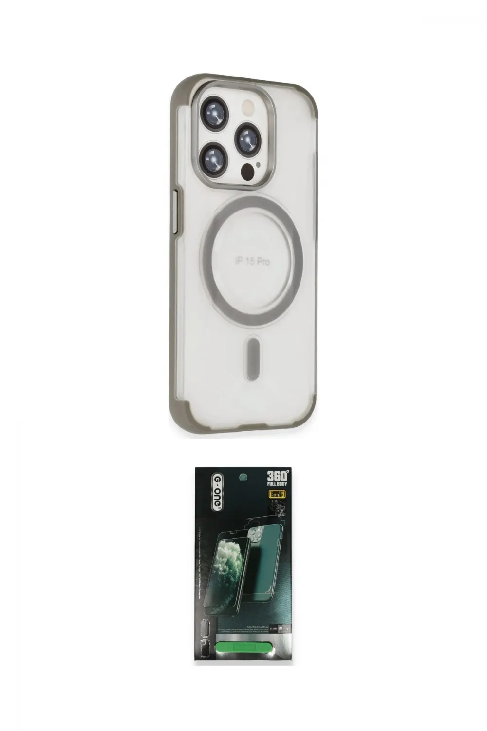 ieg™ iPhone 15 Pro Max Kılıf Eksen Klasik Koleksiyonu - Şeffaf 360 Full Body Arka Koruyucu