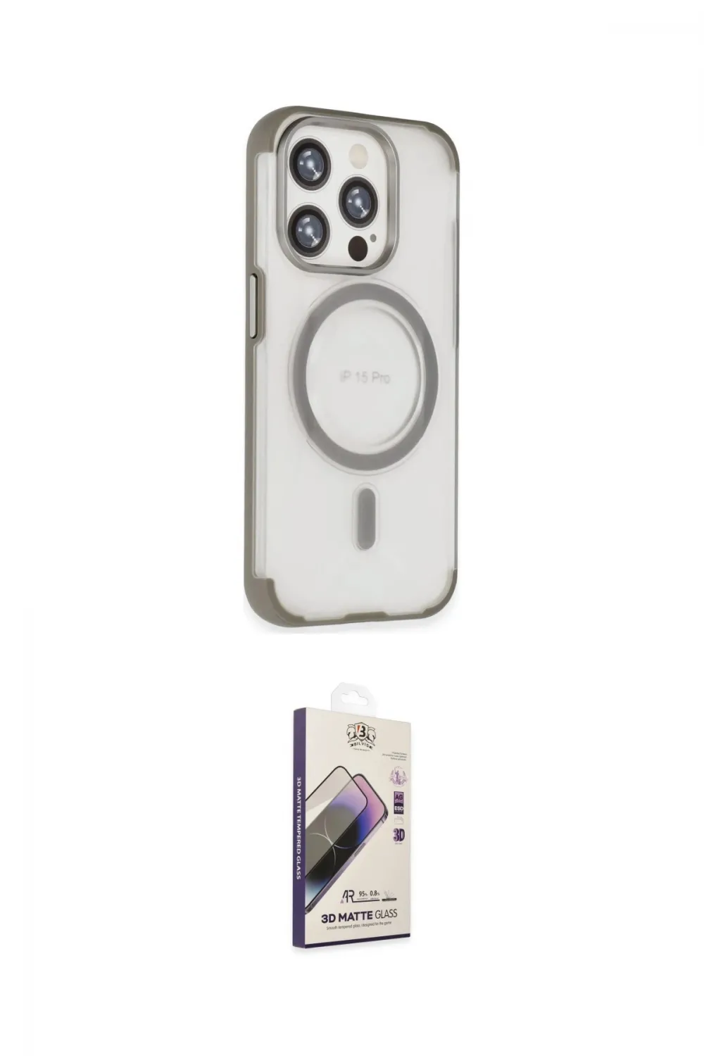 ieg™ iPhone 15 Pro Max Kılıf Eksen Klasik Koleksiyonu - Siyah Bilvis 3D Mat Cam Ekran Koruyucu