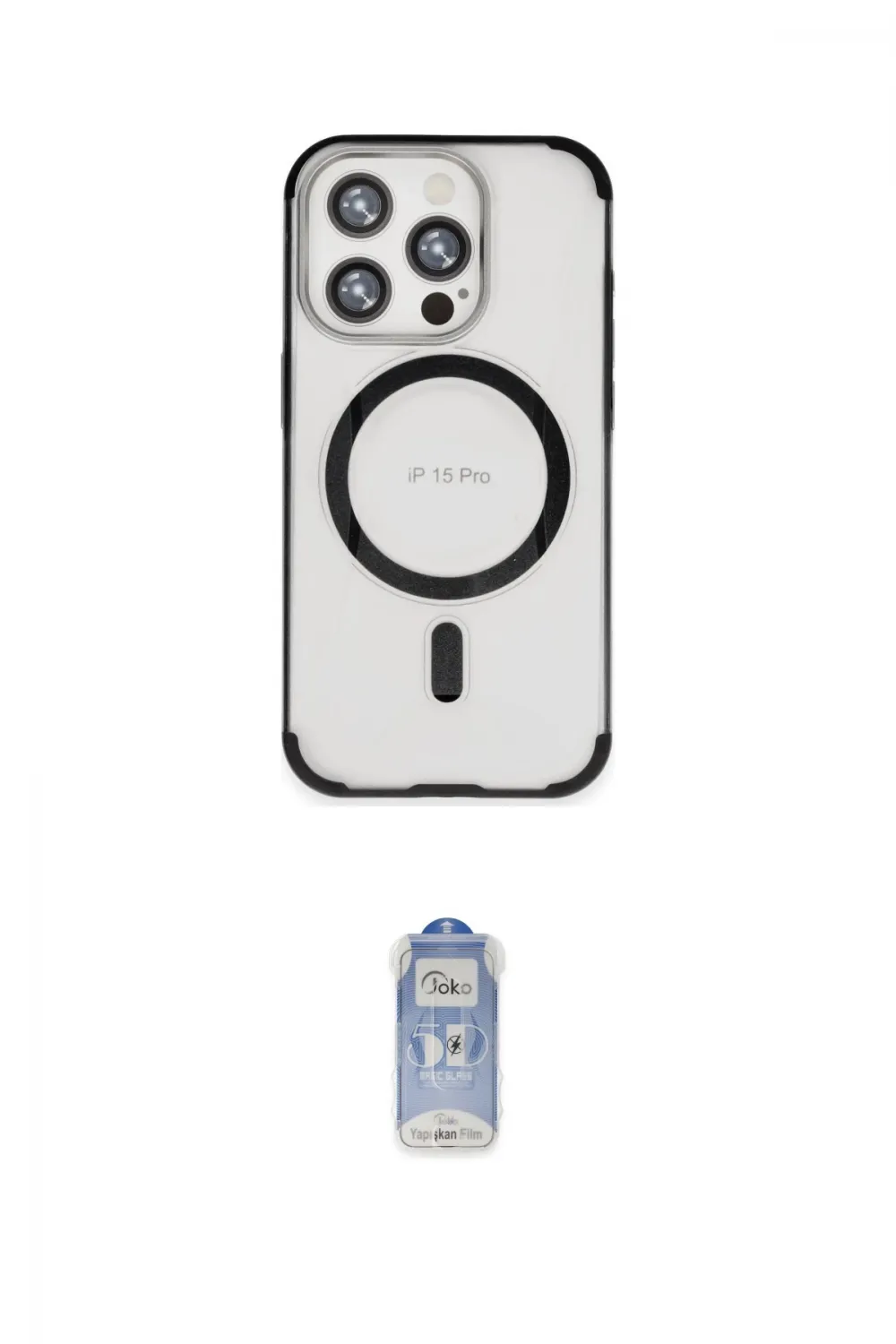 ieg™ iPhone 15 Pro Max Kılıf Eksen Klasik Koleksiyonu - Siyah Joko Magic 5D Cam