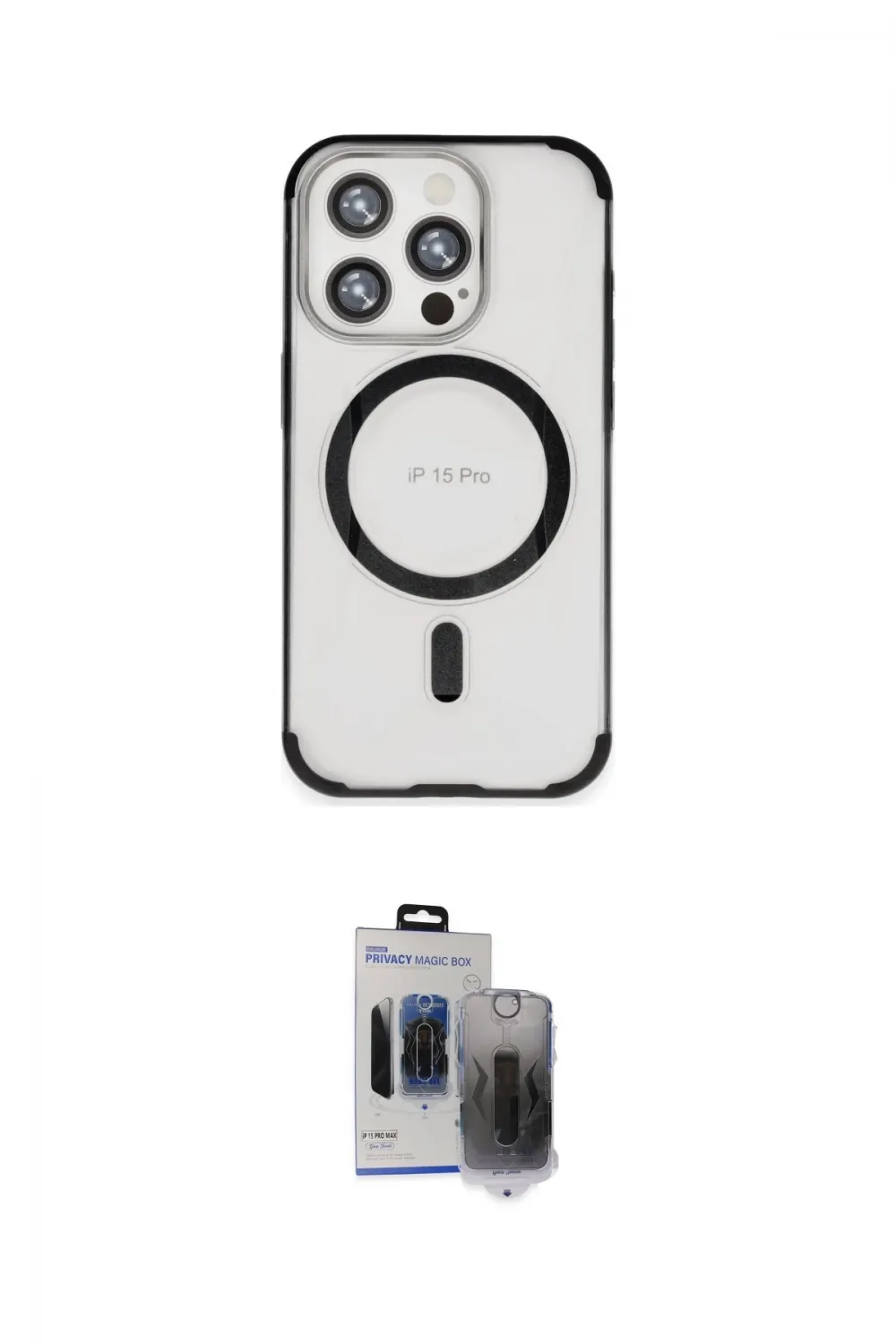 ieg™ iPhone 15 Pro Max Kılıf Eksen Klasik Koleksiyonu - Siyah Vanessa Magic Hayalet Cam