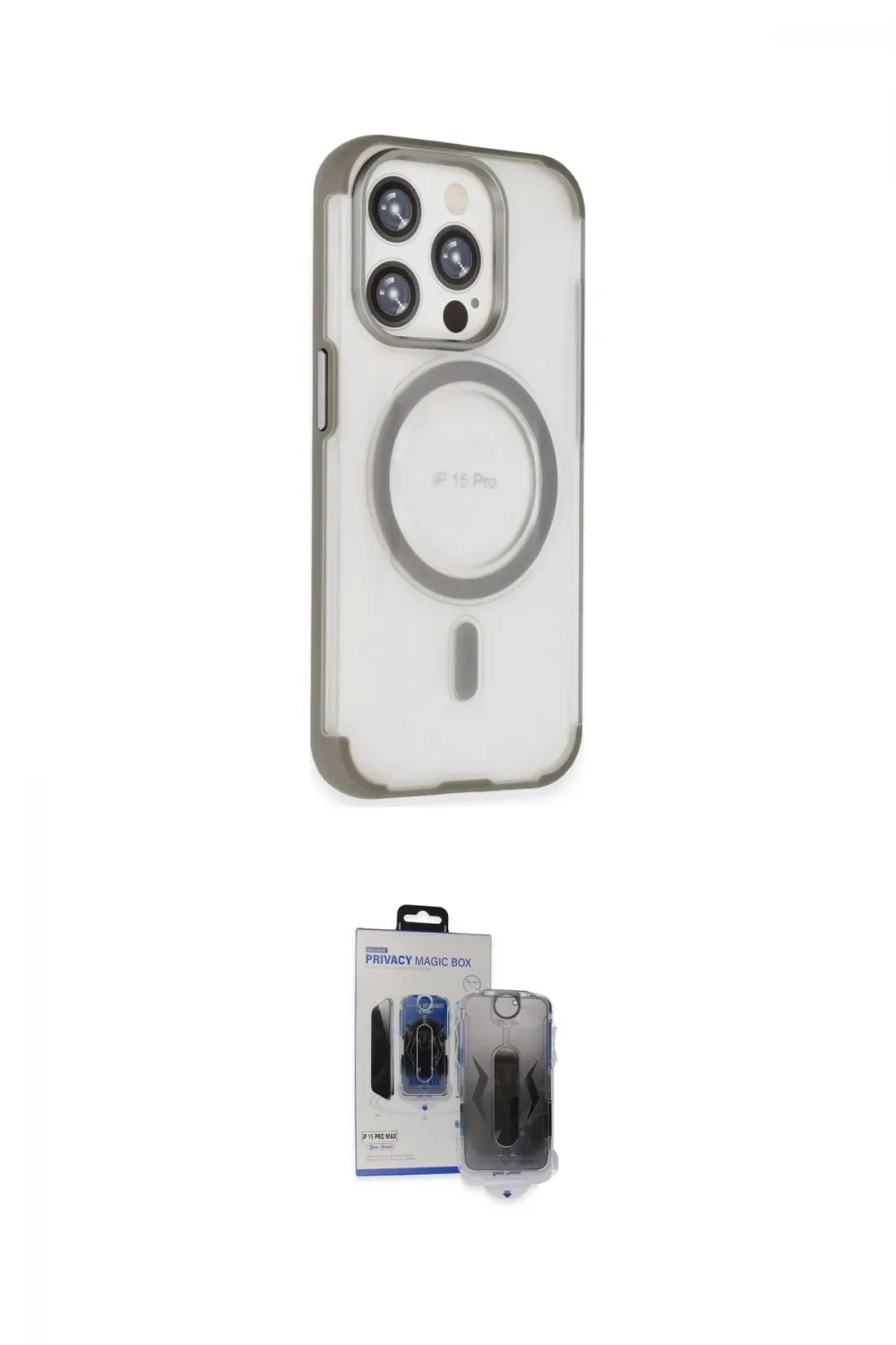ieg™ iPhone 15 Pro Max Kılıf Eksen Klasik Koleksiyonu - Siyah Vanessa Magic Hayalet Cam