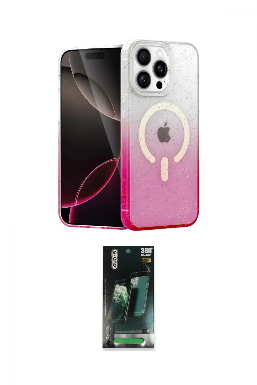 ieg™ iPhone 15 Pro Max Kılıf Eksen Minimal Özel Seri - Şeffaf 360 Full Body Arka Koruyucu