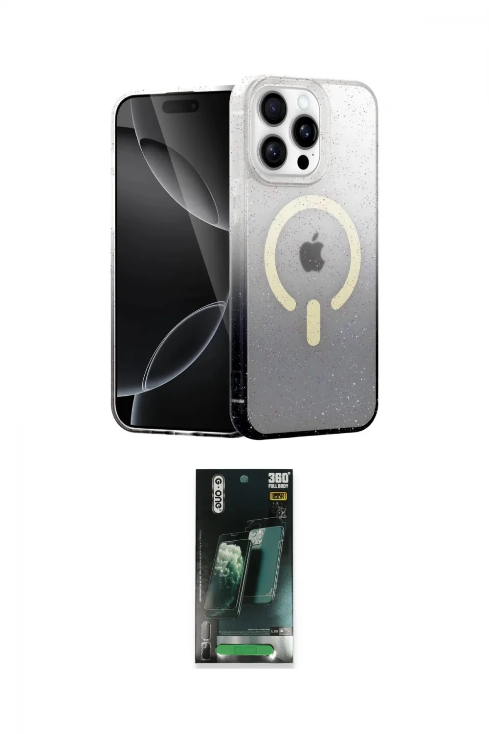 ieg™ iPhone 15 Pro Max Kılıf Eksen Minimal Özel Seri - Şeffaf 360 Full Body Arka Koruyucu
