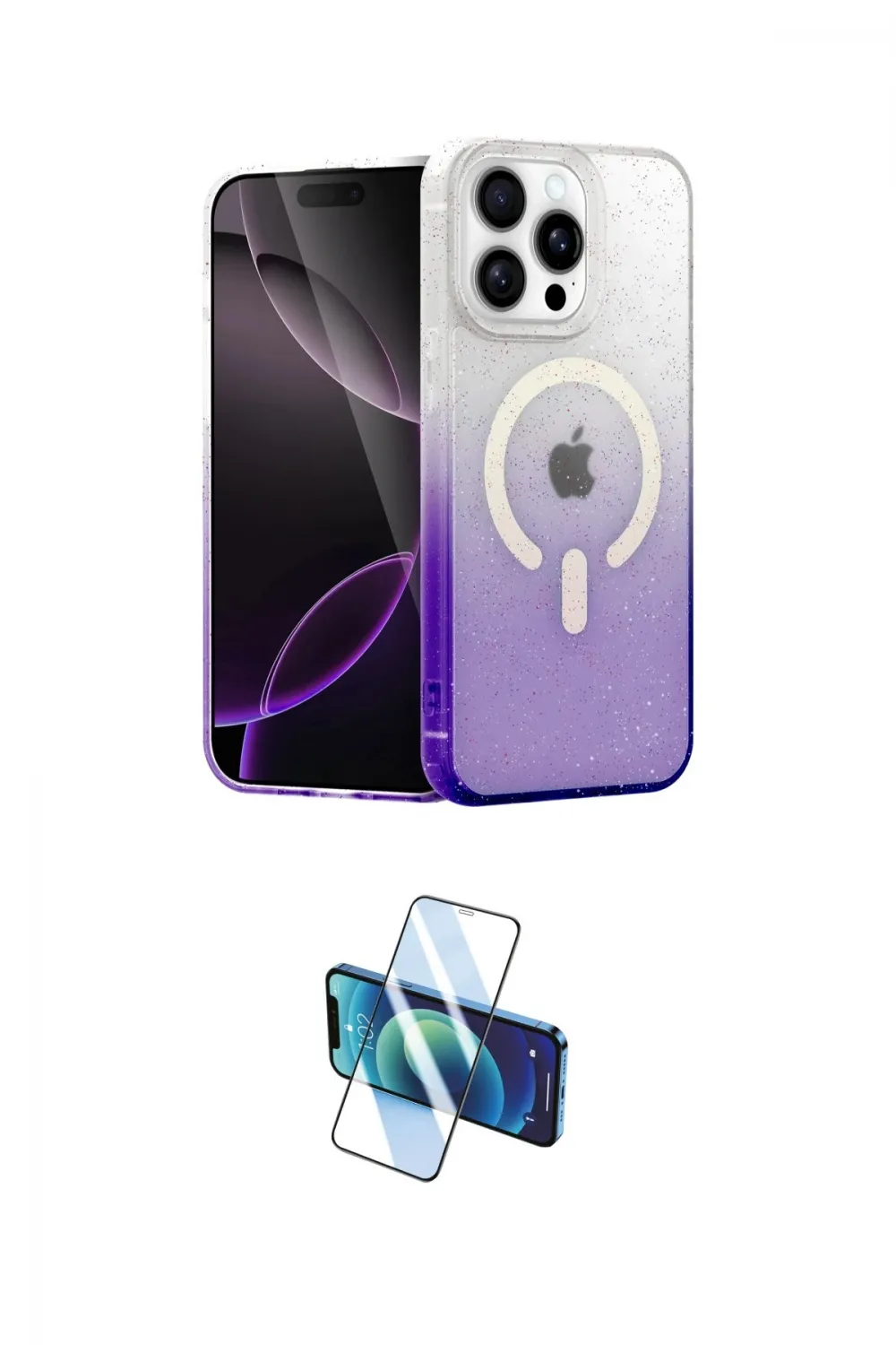 ieg™ iPhone 15 Pro Max Kılıf Eksen Minimal Özel Seri - Siyah 3D Antistatik Seramik Nano Ekran Koruyucu