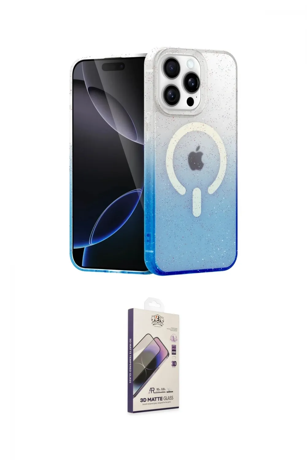 ieg™ iPhone 15 Pro Max Kılıf Eksen Minimal Özel Seri - Siyah Bilvis 3D Mat Cam Ekran Koruyucu