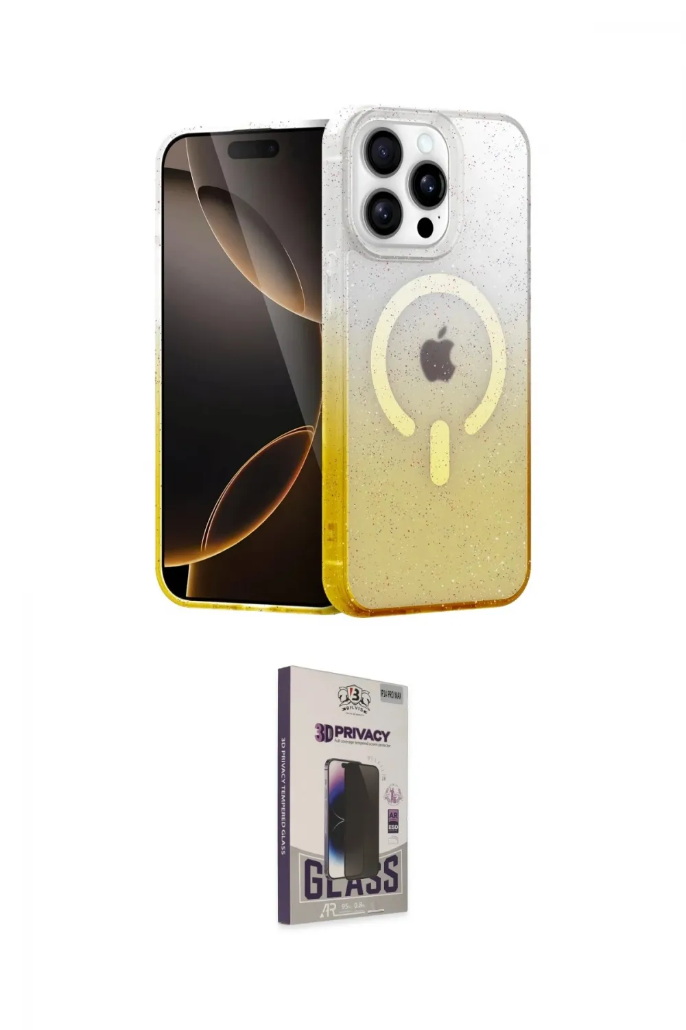 ieg™ iPhone 15 Pro Max Kılıf Eksen Minimal Özel Seri - Siyah Bilvis Hayalet Cam Ekran Koruyucu