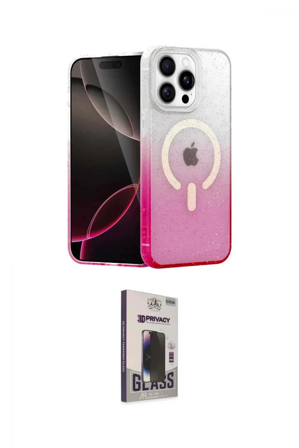 ieg™ iPhone 15 Pro Max Kılıf Eksen Minimal Özel Seri - Siyah Bilvis Hayalet Cam Ekran Koruyucu