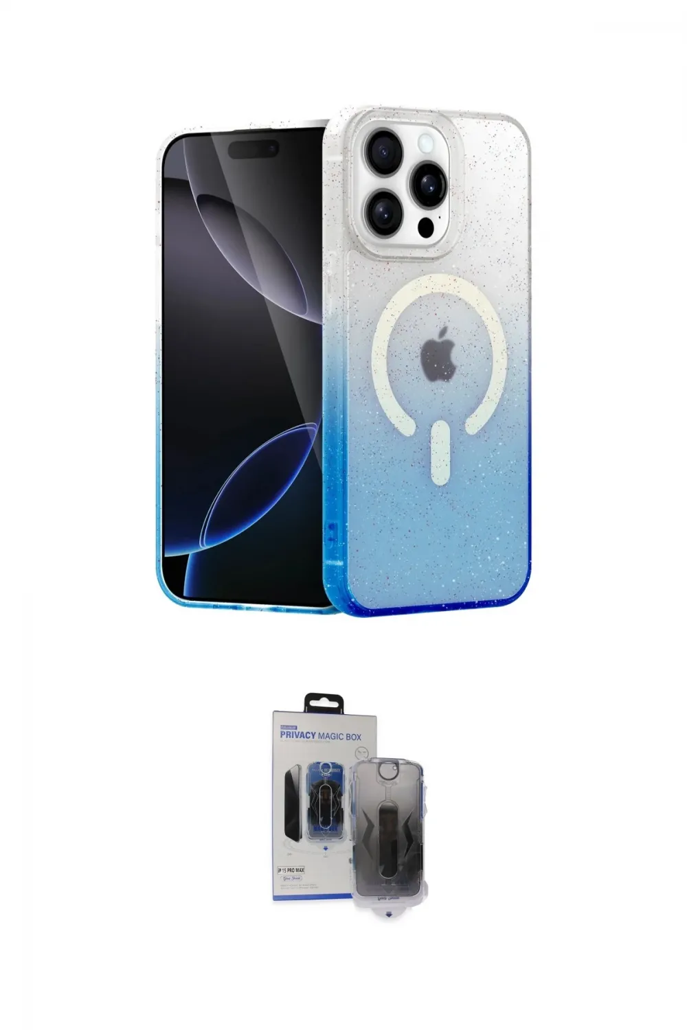 ieg™ iPhone 15 Pro Max Kılıf Eksen Minimal Özel Seri - Siyah Vanessa Magic Hayalet Cam