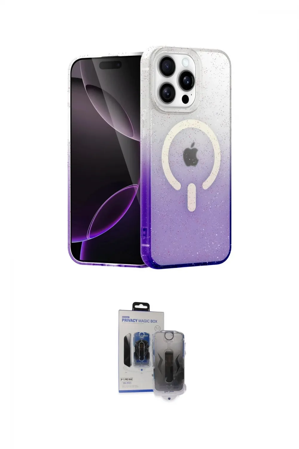 ieg™ iPhone 15 Pro Max Kılıf Eksen Minimal Özel Seri - Siyah Vanessa Magic Hayalet Cam