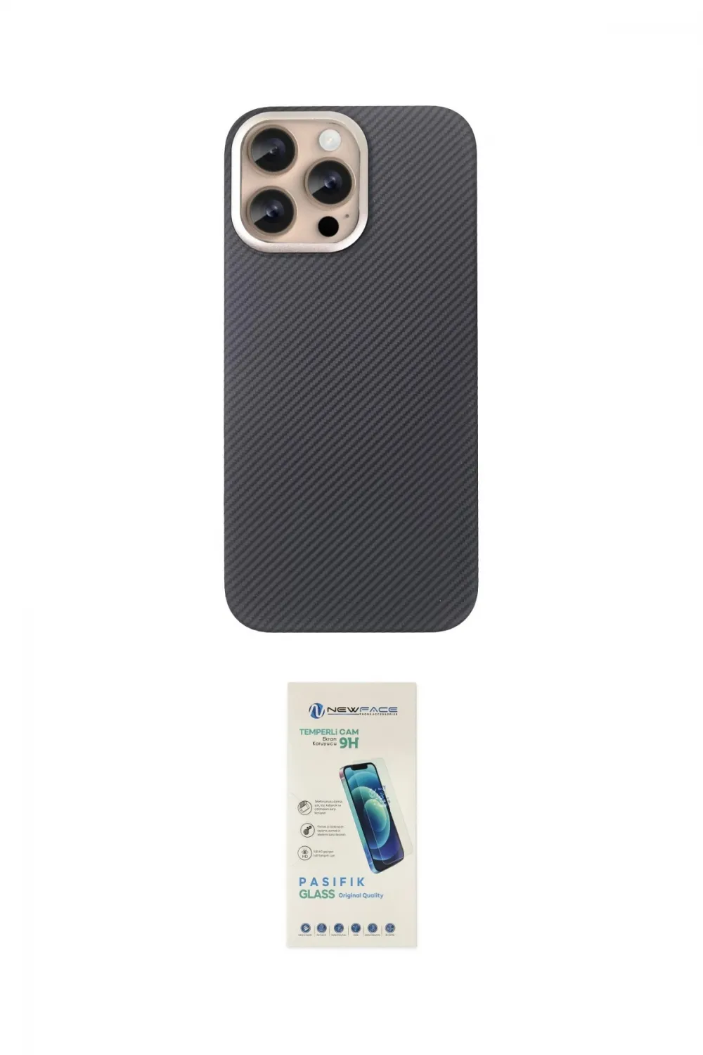 ieg™ iPhone 15 Pro Max Kılıf Eksen Prime - Şeffaf Pasifik Cam Ekran Koruyucu