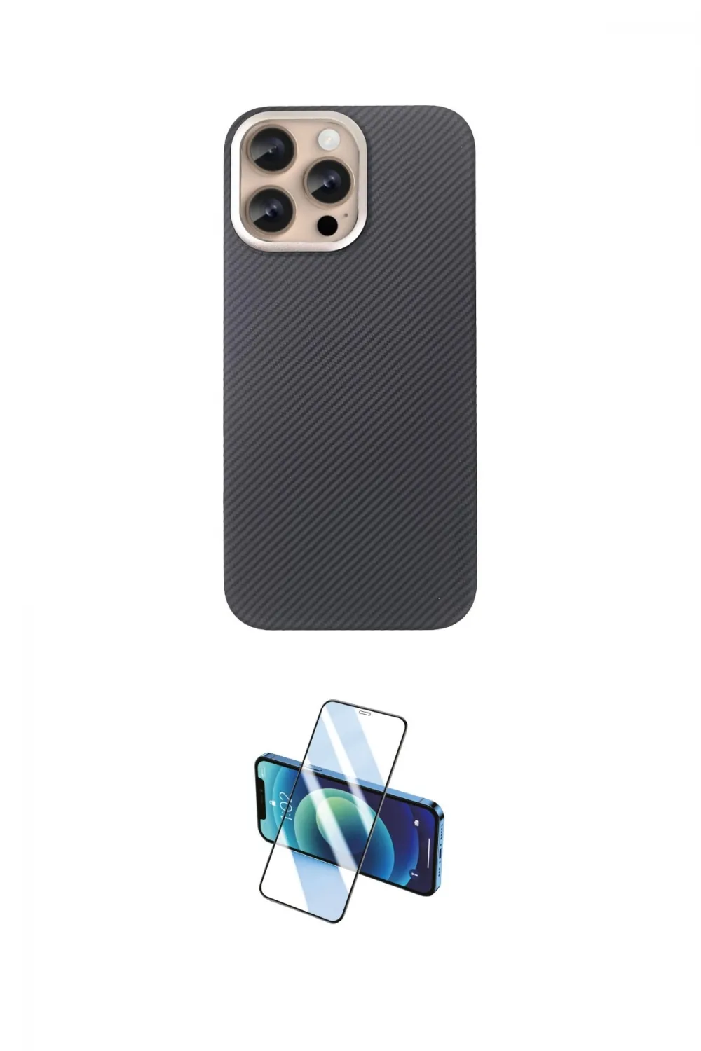 ieg™ iPhone 15 Pro Max Kılıf Eksen Prime - Siyah 3D Antistatik Seramik Nano Ekran Koruyucu