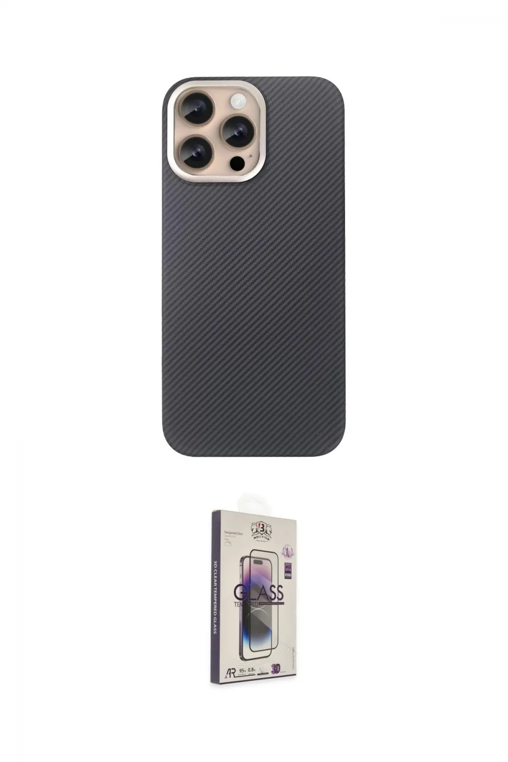 ieg™ iPhone 15 Pro Max Kılıf Eksen Prime - Siyah Bilvis 3D Cam Ekran Koruyucu