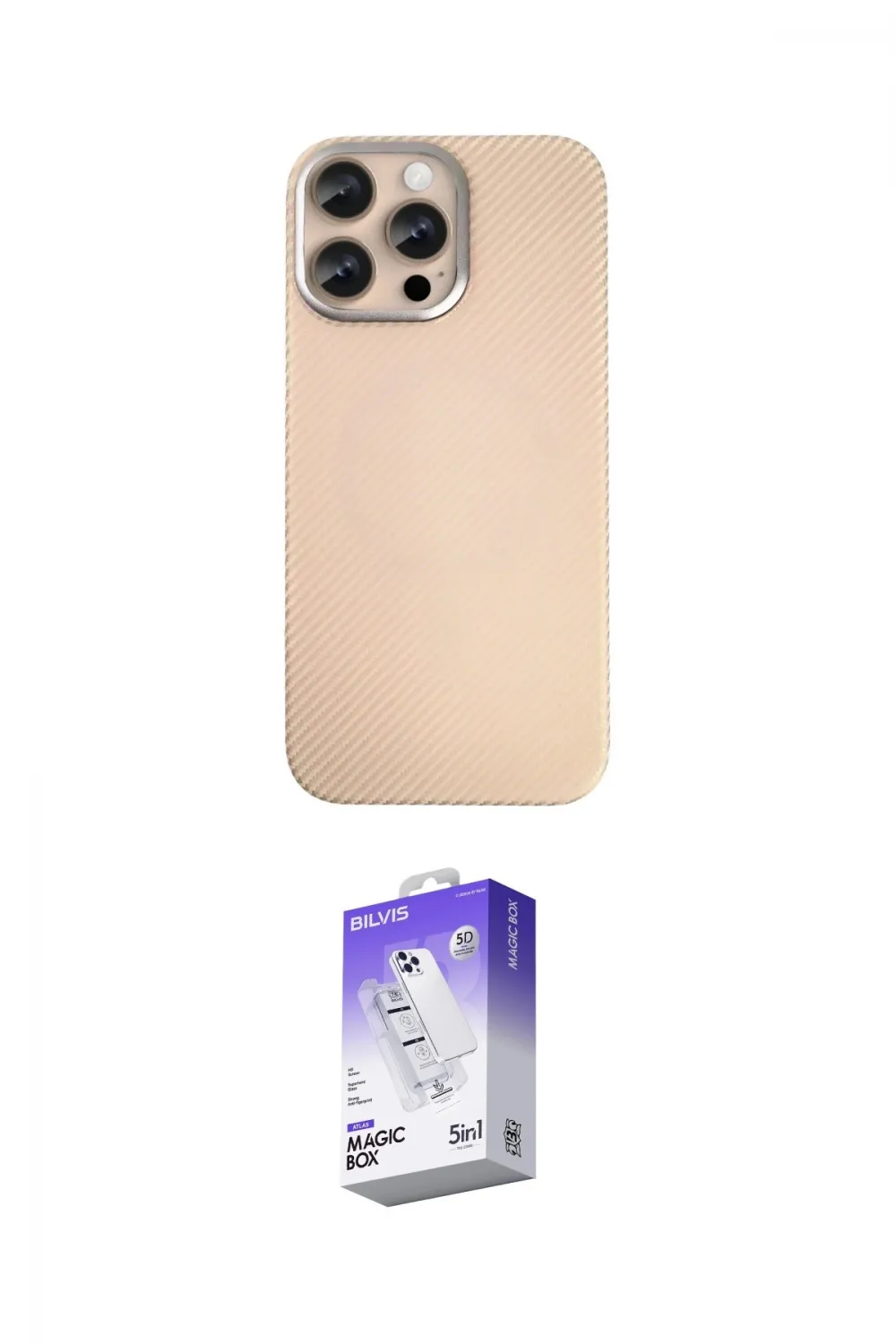 ieg™ iPhone 15 Pro Max Kılıf Eksen Prime - Siyah Bilvis 5in1 3D Magic Cam Ekran Koruyucu