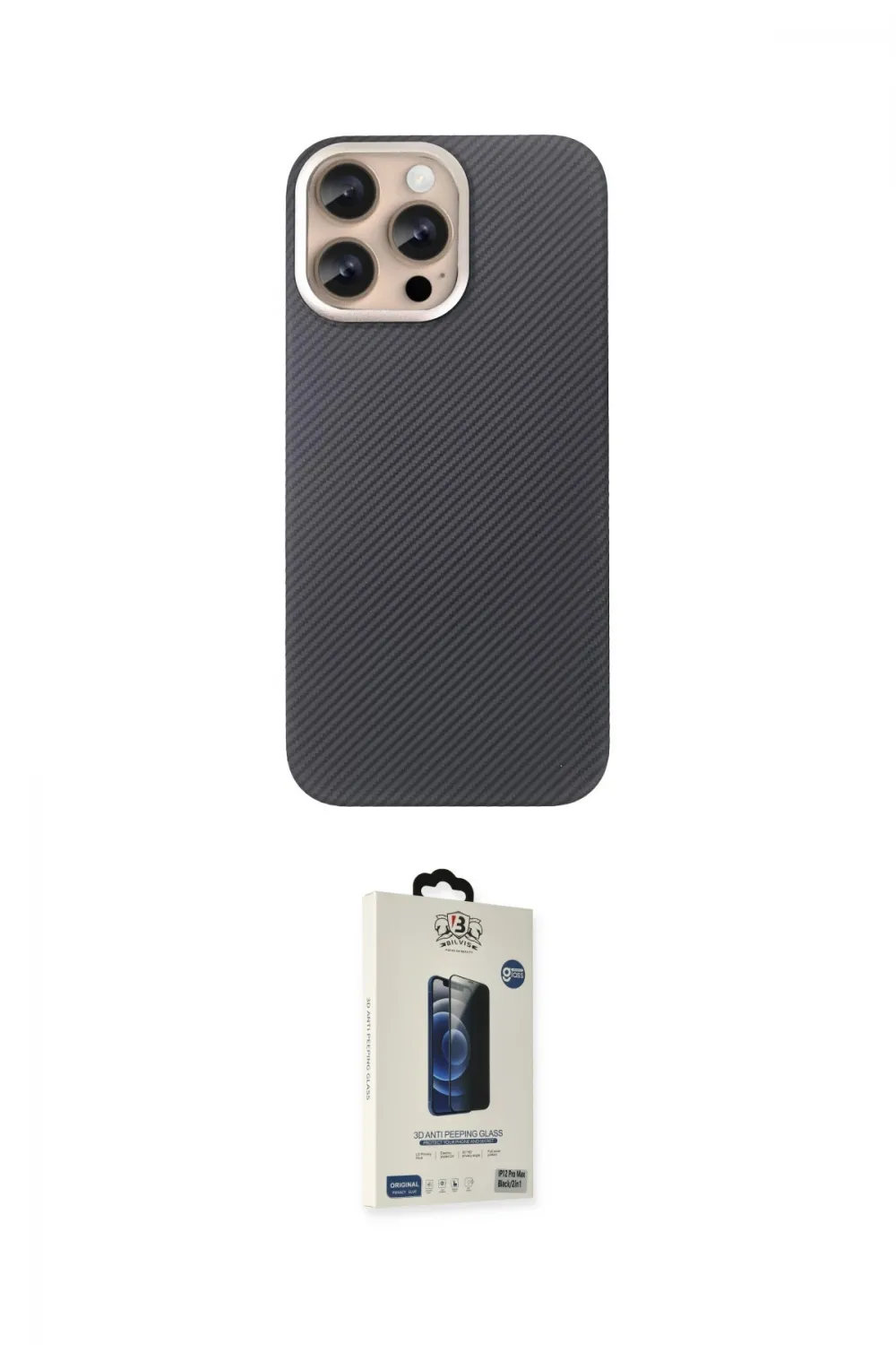 ieg™ iPhone 15 Pro Max Kılıf Eksen Prime - Siyah Bilvis Hayalet Cam Ekran Koruyucu