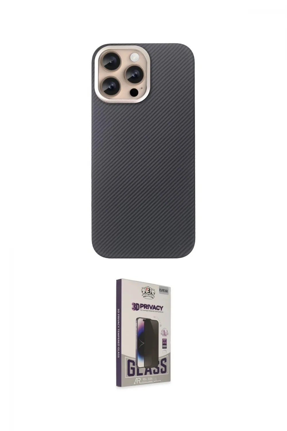 ieg™ iPhone 15 Pro Max Kılıf Eksen Prime - Siyah Bilvis Hayalet Cam Ekran Koruyucu