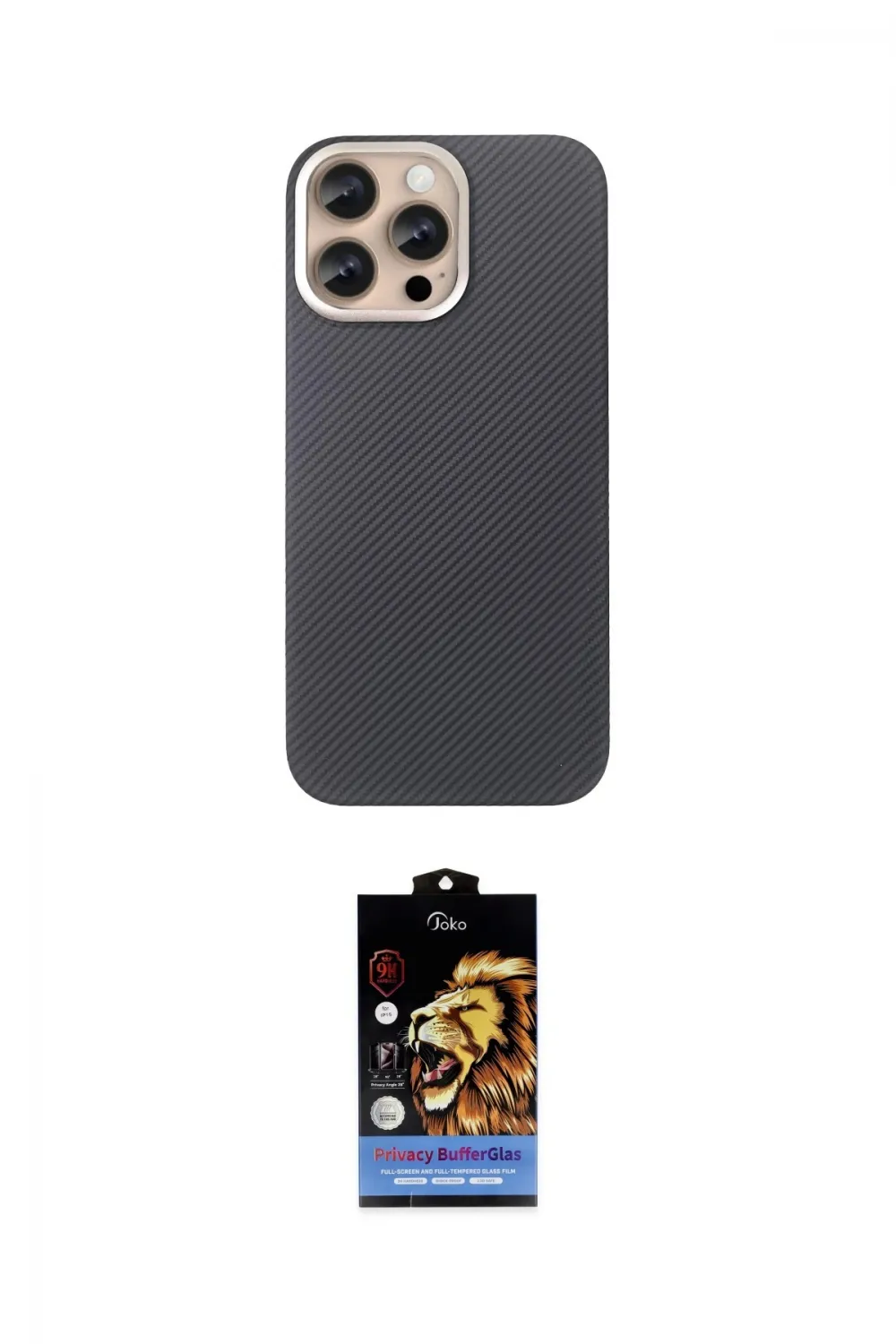 ieg™ iPhone 15 Pro Max Kılıf Eksen Prime - Siyah Buffer Hayalet Cam Ekran Koruyucu