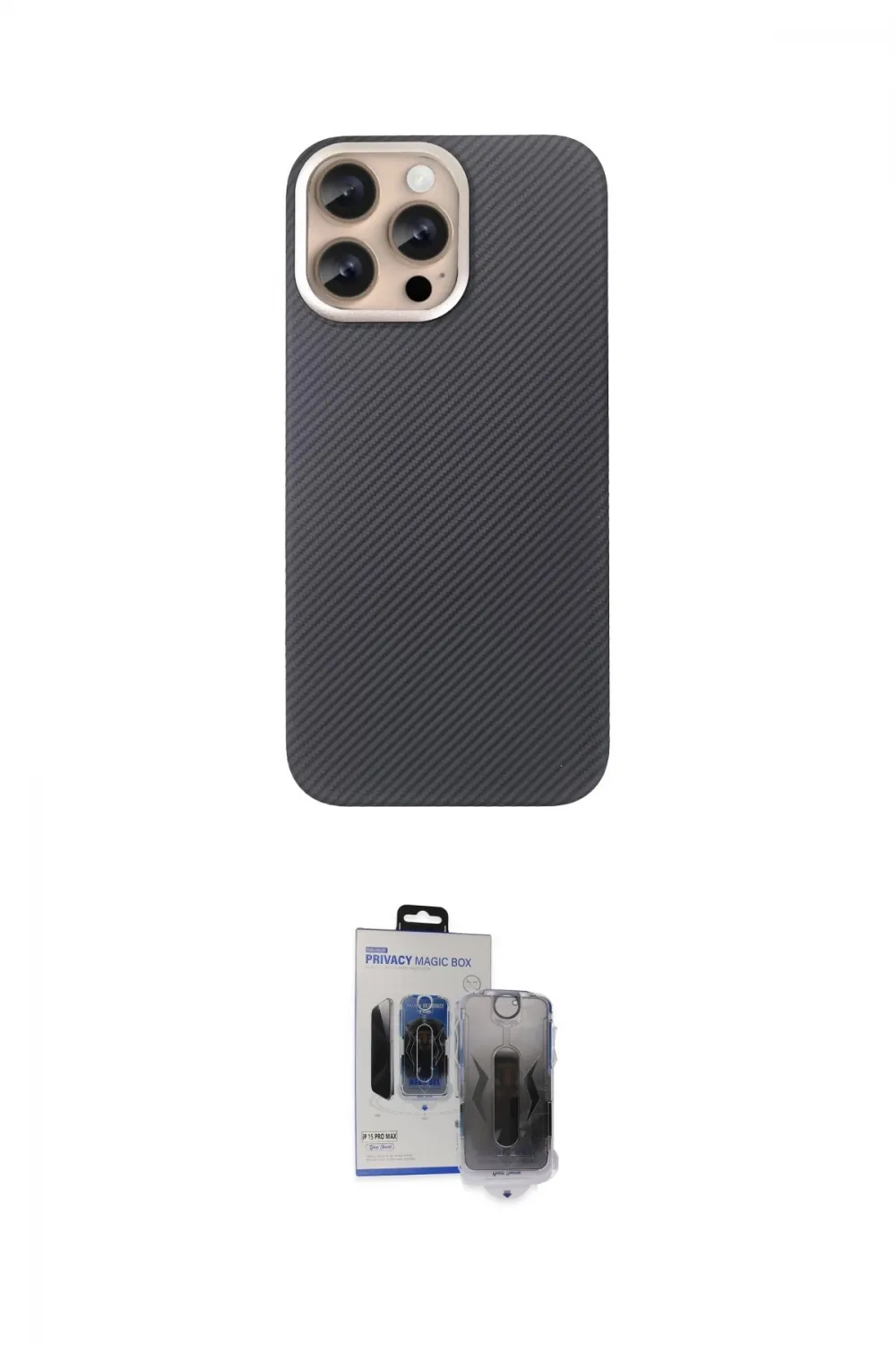 ieg™ iPhone 15 Pro Max Kılıf Eksen Prime - Siyah Vanessa Magic Hayalet Cam