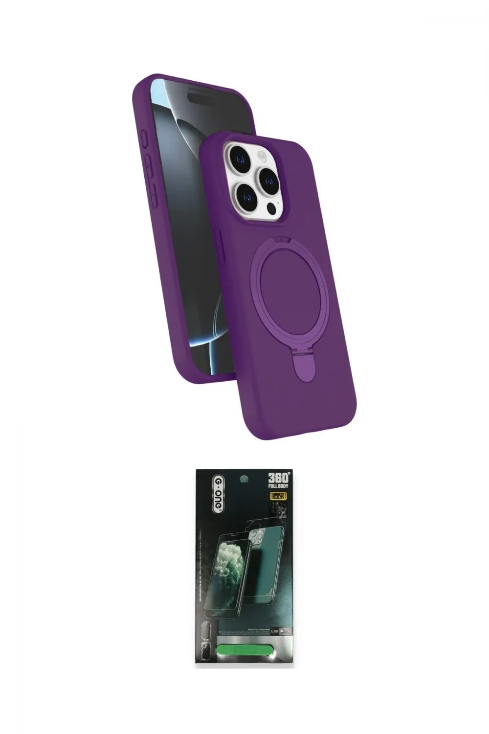 ieg™ iPhone 15 Pro Max Kılıf İz Işık Koleksiyonu - Şeffaf 360 Full Body Arka Koruyucu