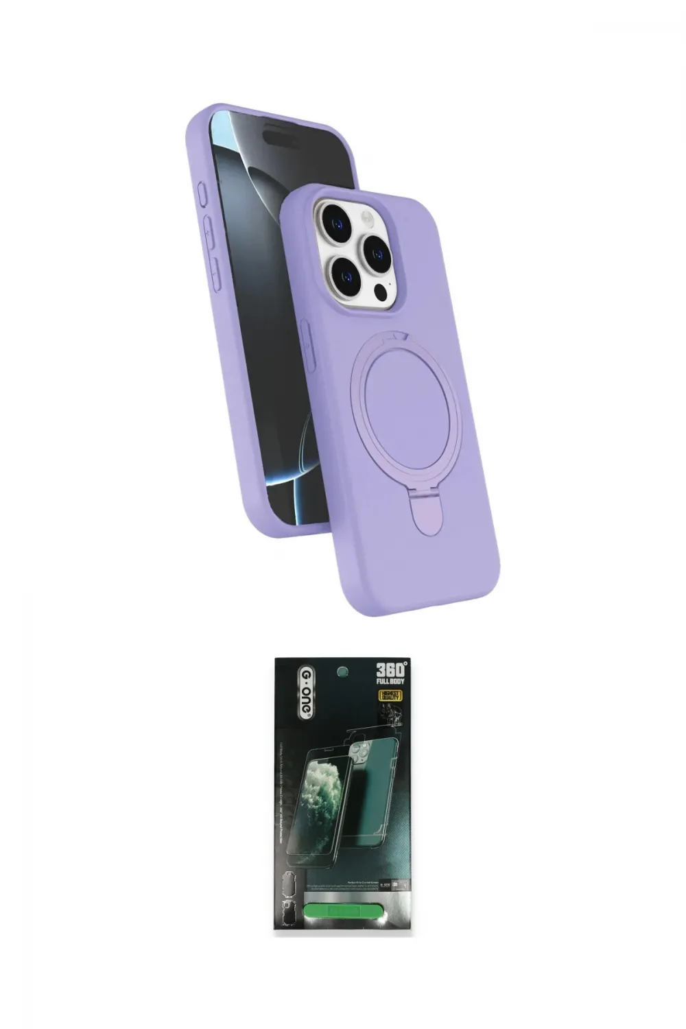 ieg™ iPhone 15 Pro Max Kılıf İz Işık Koleksiyonu - Şeffaf 360 Full Body Arka Koruyucu