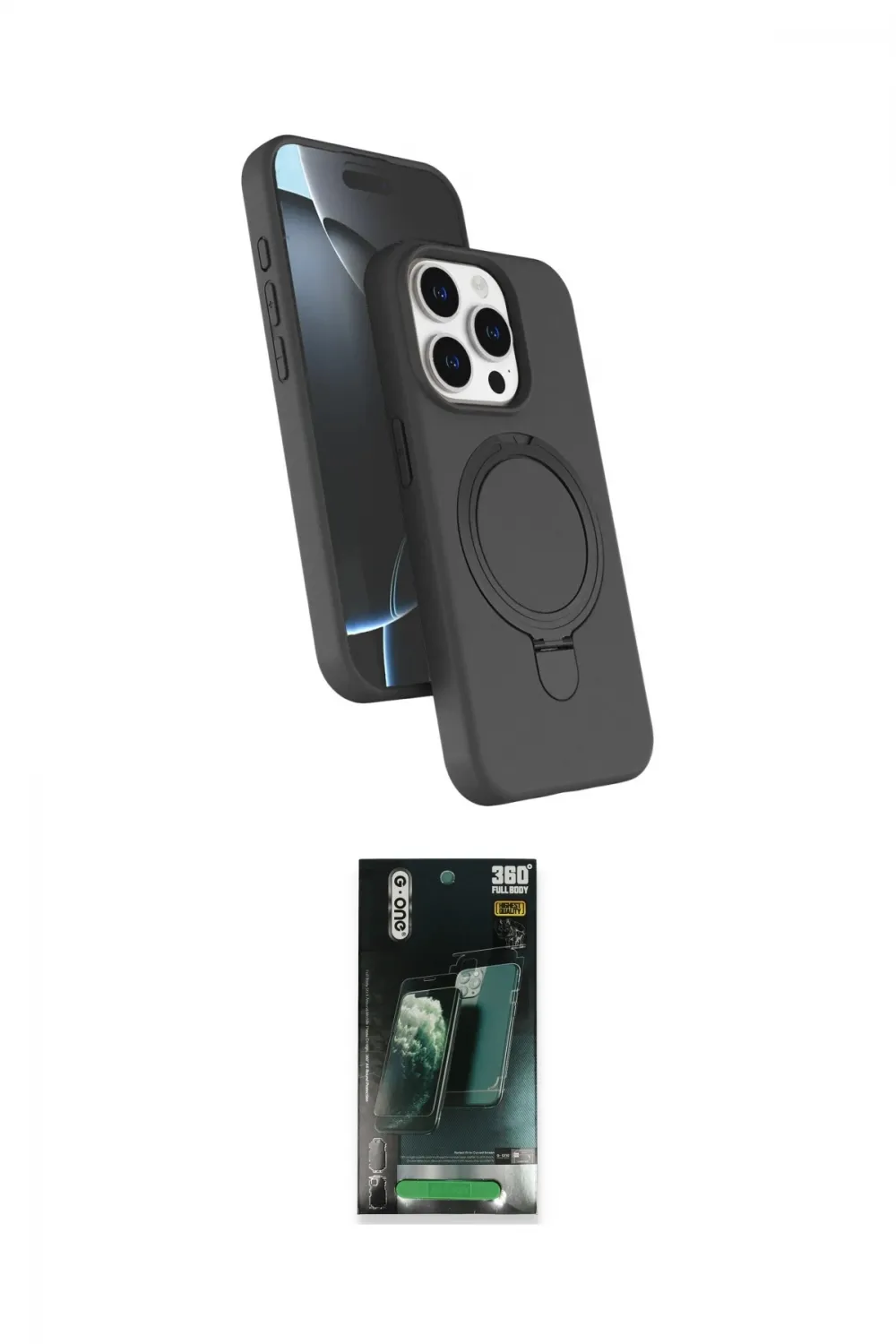 ieg™ iPhone 15 Pro Max Kılıf İz Işık Koleksiyonu - Şeffaf 360 Full Body Arka Koruyucu