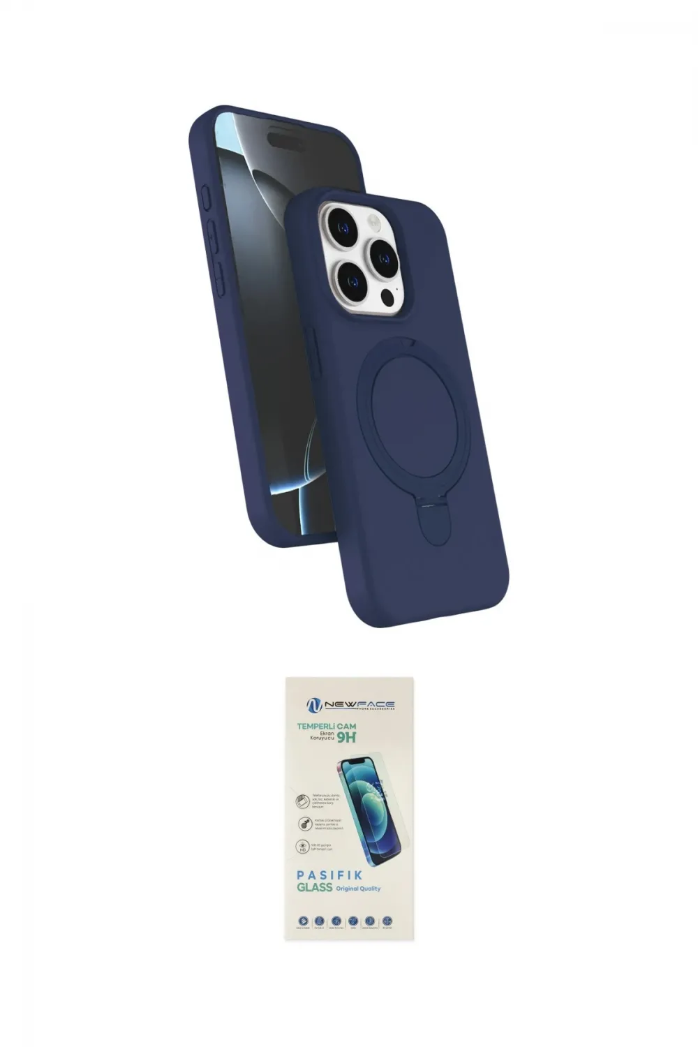 ieg™ iPhone 15 Pro Max Kılıf İz Işık Koleksiyonu - Şeffaf Pasifik Cam Ekran Koruyucu