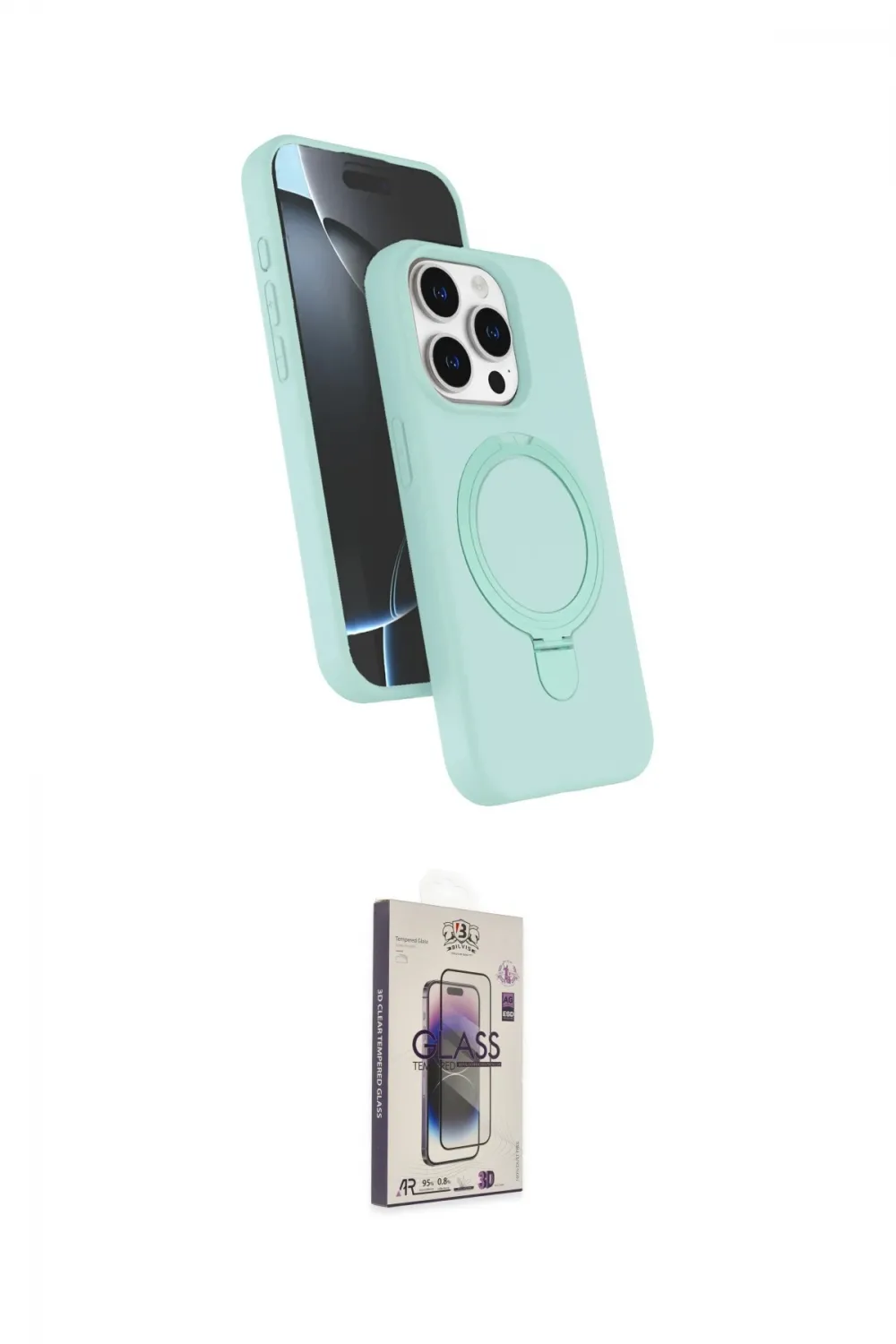 ieg™ iPhone 15 Pro Max Kılıf İz Işık Koleksiyonu - Siyah Bilvis 3D Cam Ekran Koruyucu