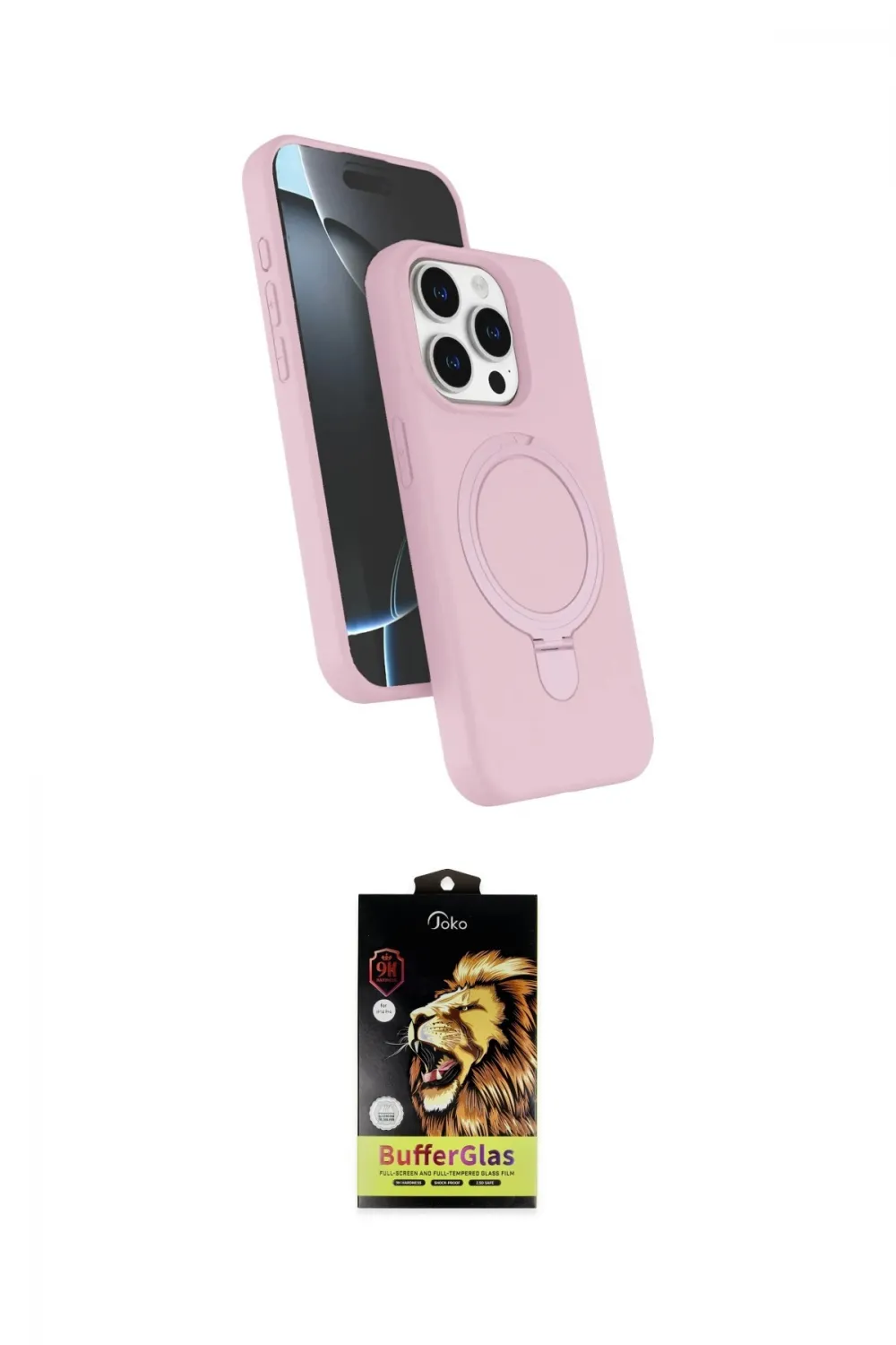 ieg™ iPhone 15 Pro Max Kılıf İz Işık Koleksiyonu - Siyah Buffer Cam Ekran Koruyucu