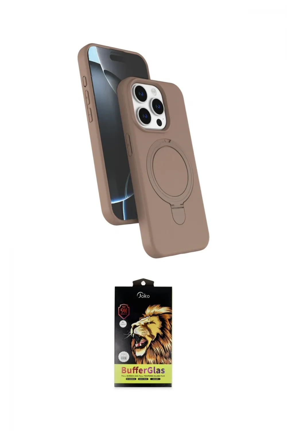 ieg™ iPhone 15 Pro Max Kılıf İz Işık Koleksiyonu - Siyah Buffer Cam Ekran Koruyucu