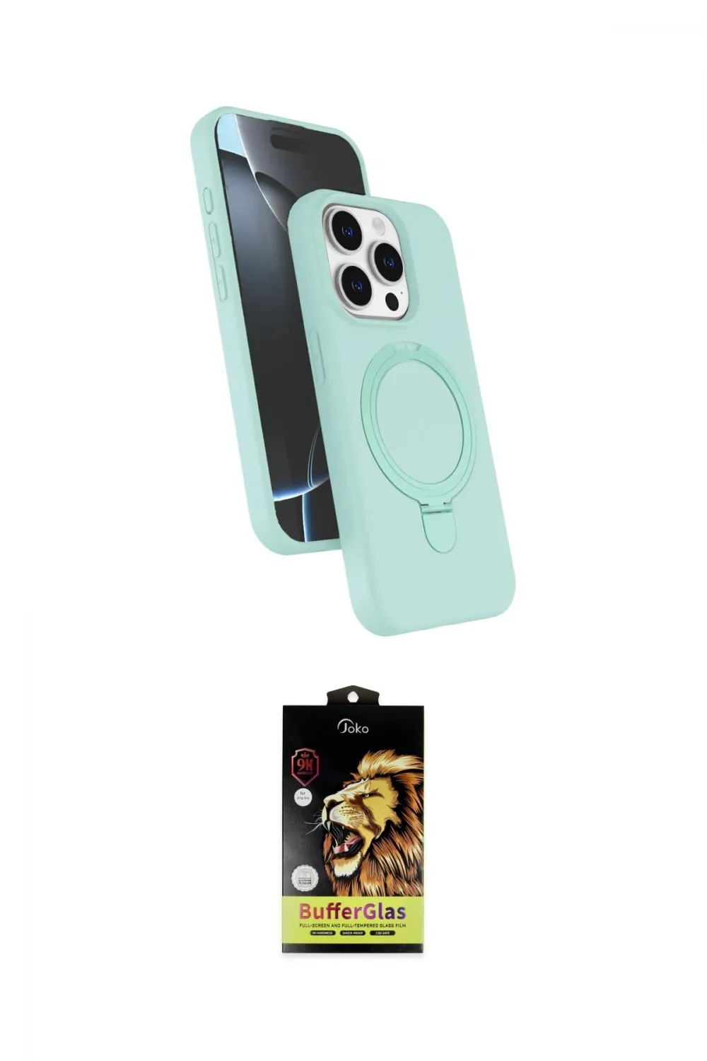 ieg™ iPhone 15 Pro Max Kılıf İz Işık Koleksiyonu - Siyah Buffer Cam Ekran Koruyucu