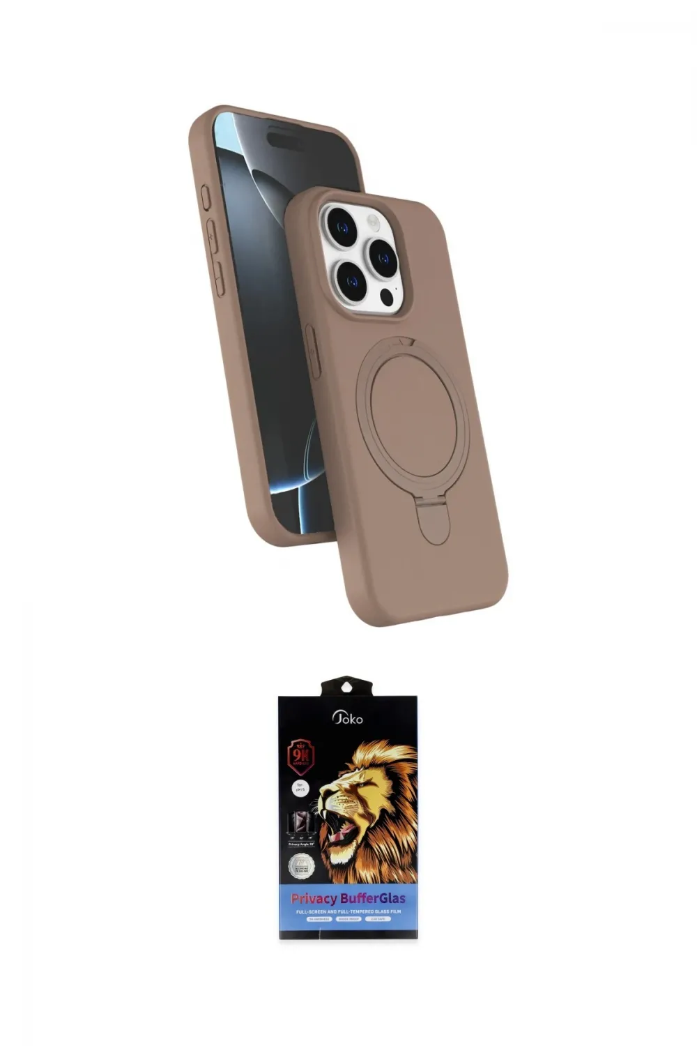 ieg™ iPhone 15 Pro Max Kılıf İz Işık Koleksiyonu - Siyah Buffer Hayalet Cam Ekran Koruyucu