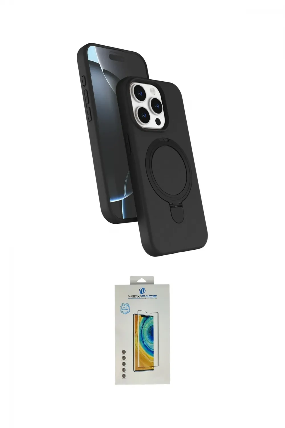 ieg™ iPhone 15 Pro Max Kılıf İz Işık Koleksiyonu - Siyah Polymer Nano Ekran Koruyucu