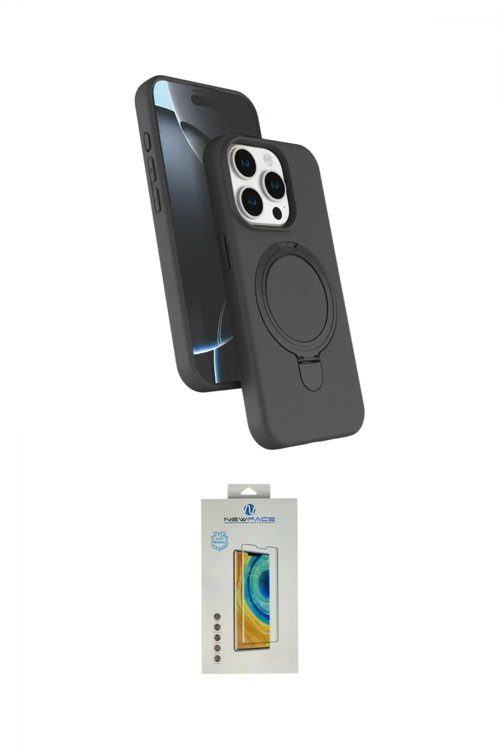 ieg™ iPhone 15 Pro Max Kılıf İz Işık Koleksiyonu - Siyah Polymer Nano Ekran Koruyucu