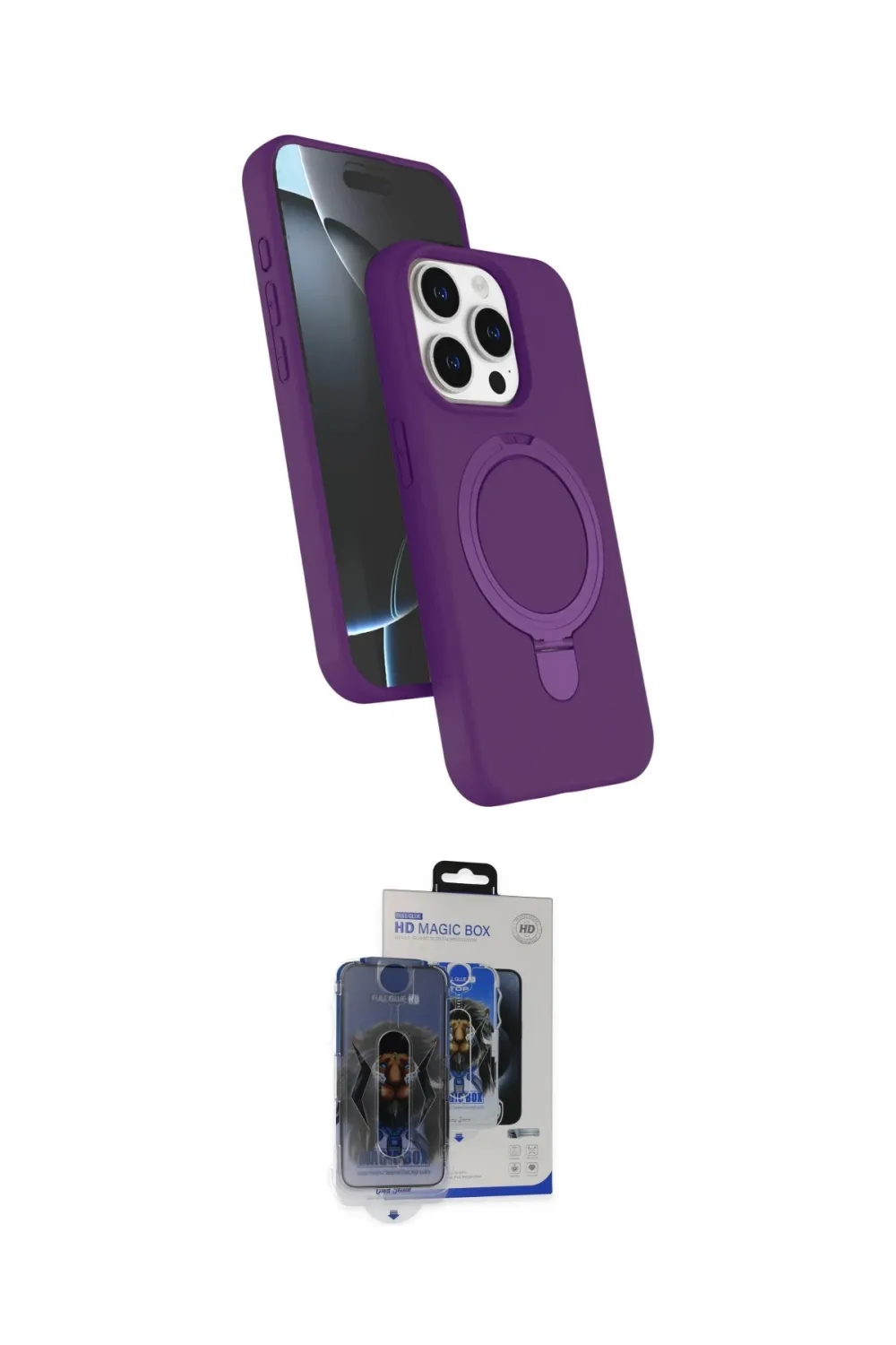 ieg™ iPhone 15 Pro Max Kılıf İz Işık Koleksiyonu - Siyah Vanessa Magic Cam