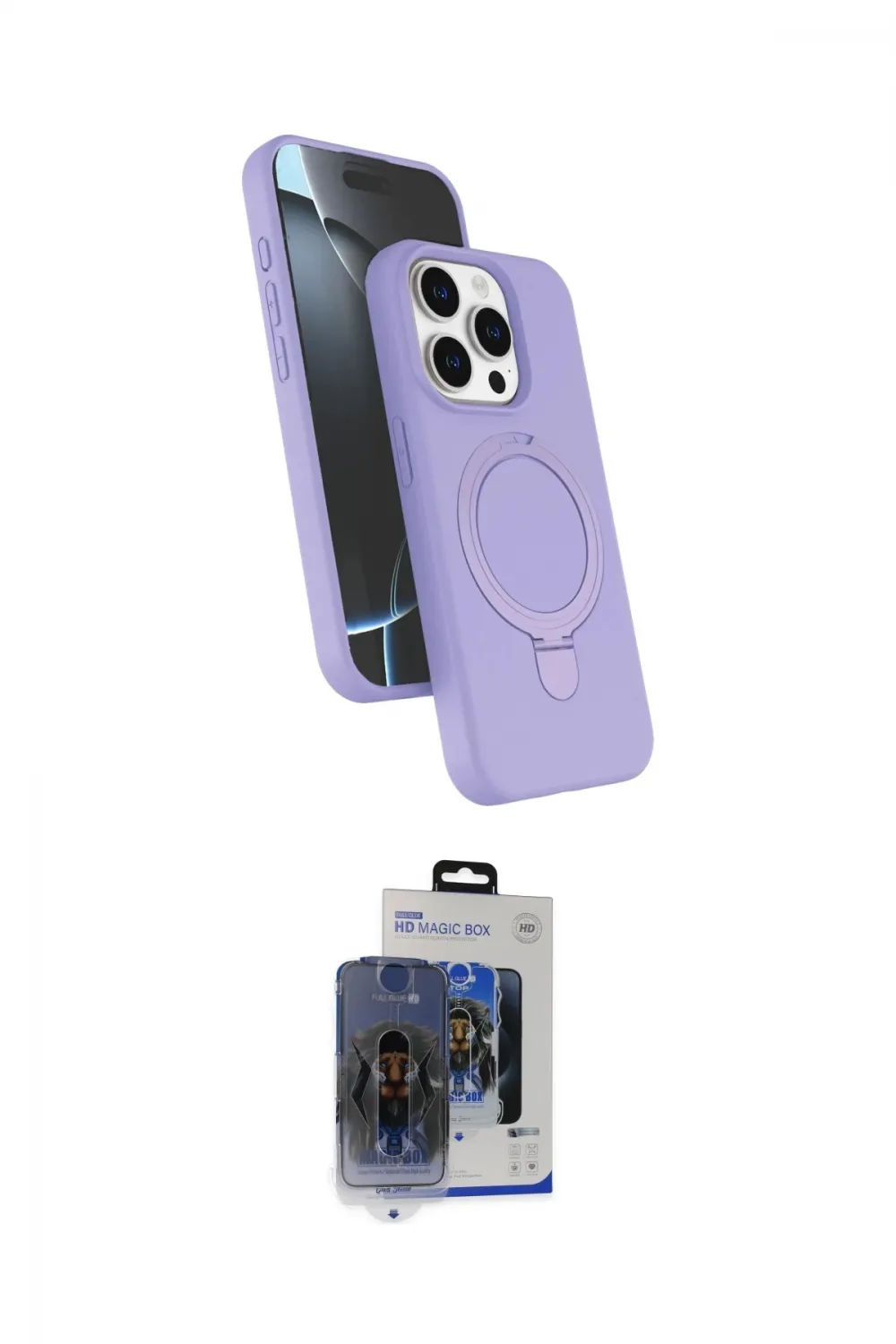 ieg™ iPhone 15 Pro Max Kılıf İz Işık Koleksiyonu - Siyah Vanessa Magic Cam