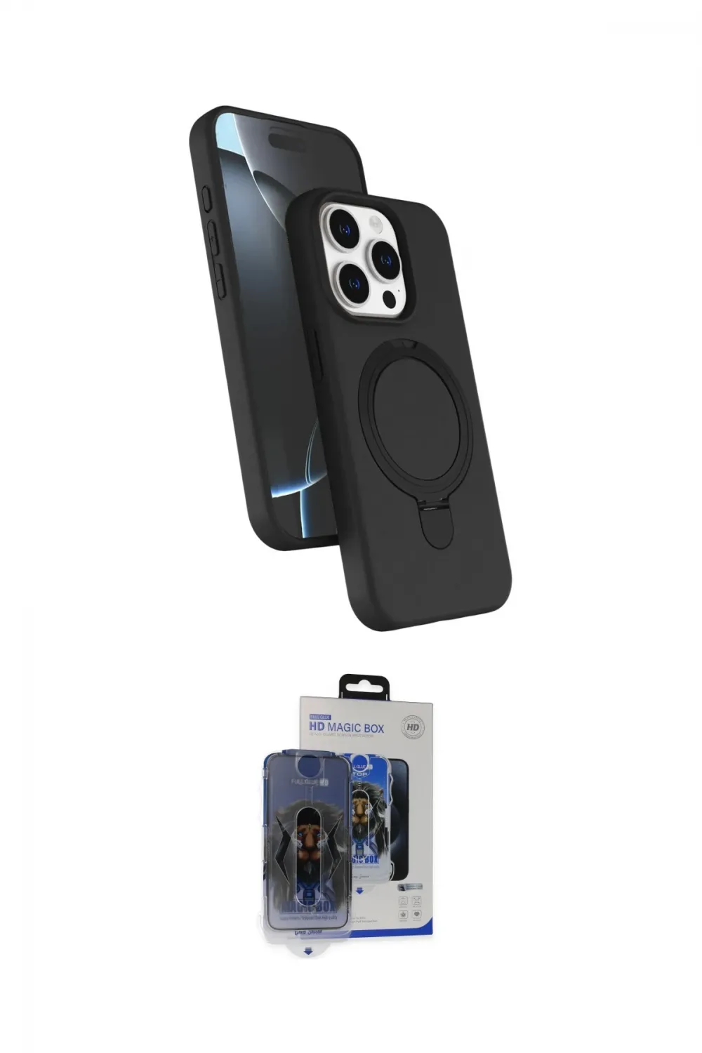 ieg™ iPhone 15 Pro Max Kılıf İz Işık Koleksiyonu - Siyah Vanessa Magic Cam