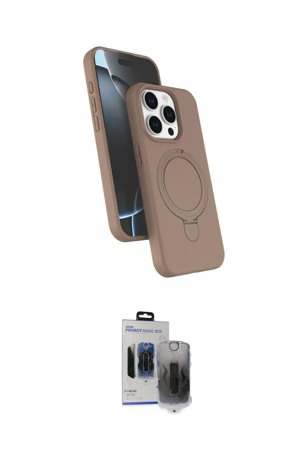 ieg™ iPhone 15 Pro Max Kılıf İz Işık Koleksiyonu - Siyah Vanessa Magic Hayalet Cam