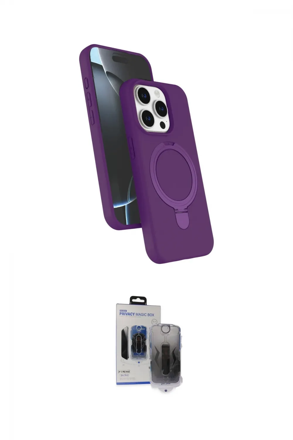 ieg™ iPhone 15 Pro Max Kılıf İz Işık Koleksiyonu - Siyah Vanessa Magic Hayalet Cam