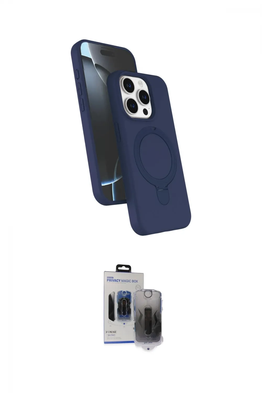 ieg™ iPhone 15 Pro Max Kılıf İz Işık Koleksiyonu - Siyah Vanessa Magic Hayalet Cam